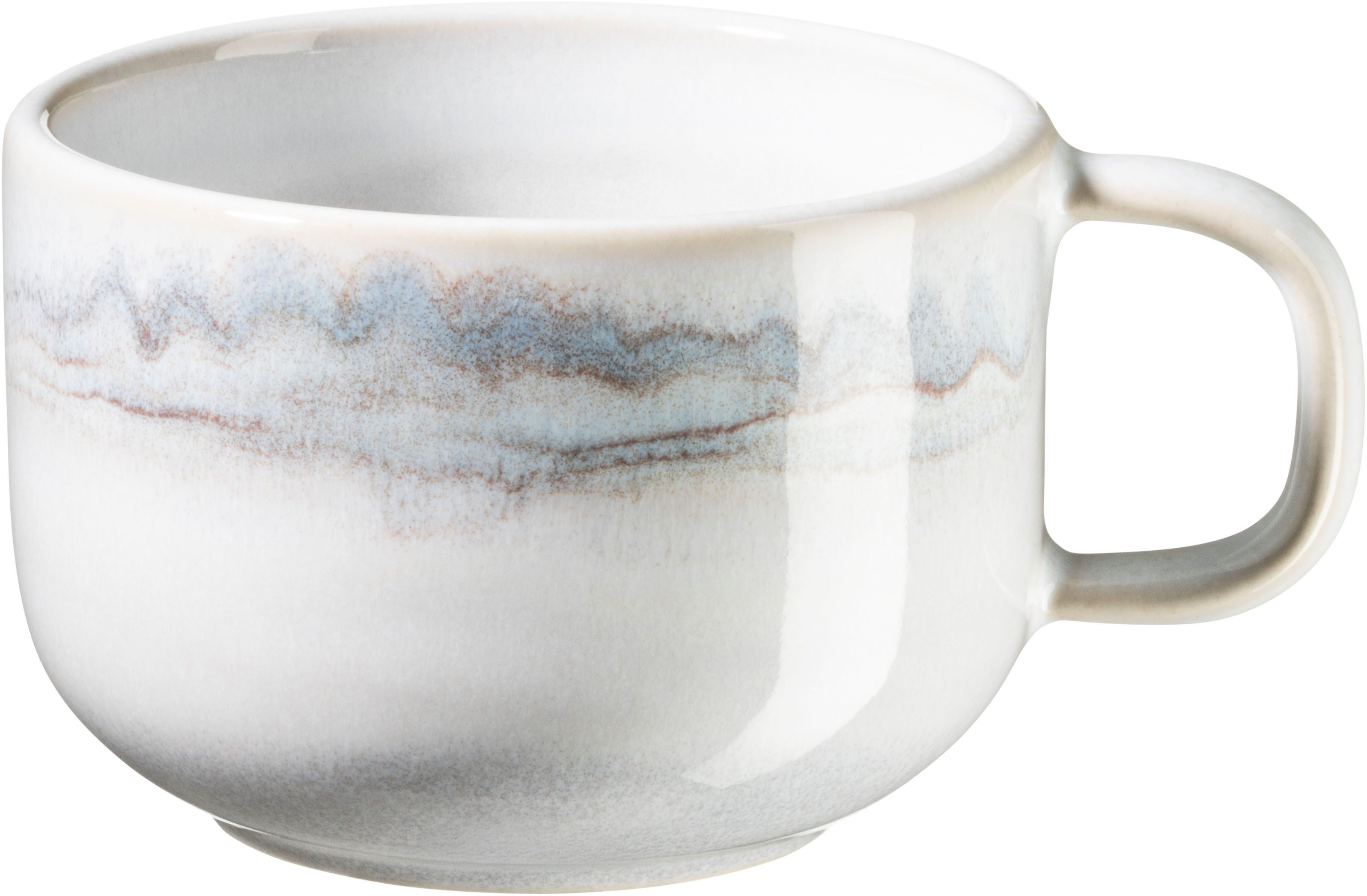 Gipfelstück Tasse Tiefer See, 4-tlg., Steinzeug, Scandi-Style, Reaktivglasur, jedes Stück ein Unikat, 4-teilig