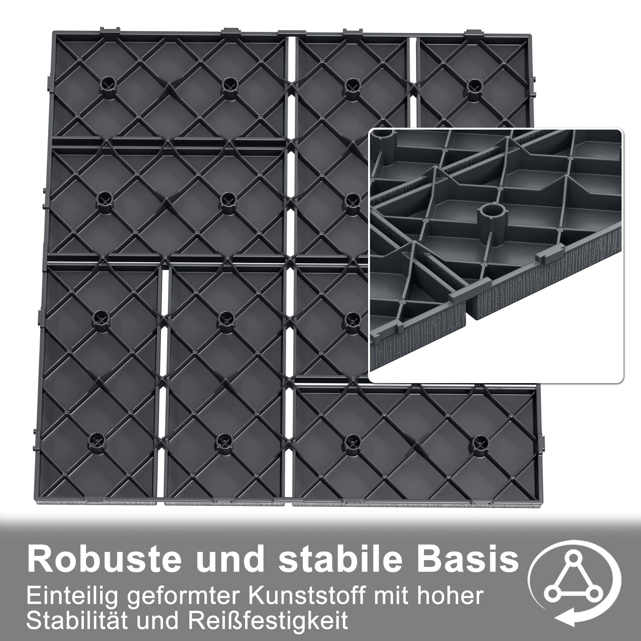 FIVMEN Terrassendielen Fliesen Klickfliesen Bodenbelag 30x30cm, Anthrazit/Braun(Typ A), (44-St), in Holzoptik für Terrassen, Gärten, Schwimmbäder – Bild 4 von 5