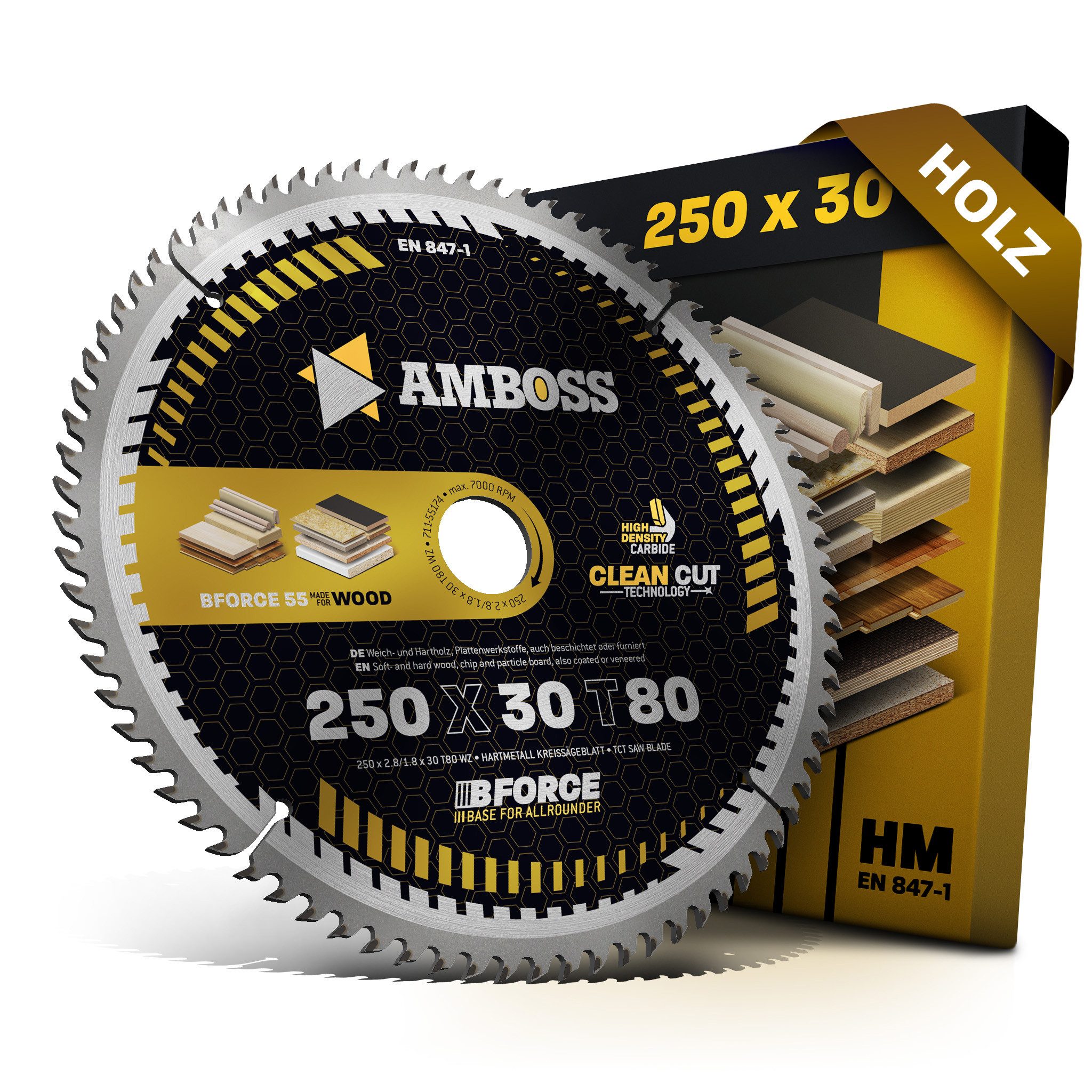 Amboss Werkzeuge Kreissägeblatt HM Kreissägeblatt - 250 x 2.8/1.8 x 30 Z80 WZ