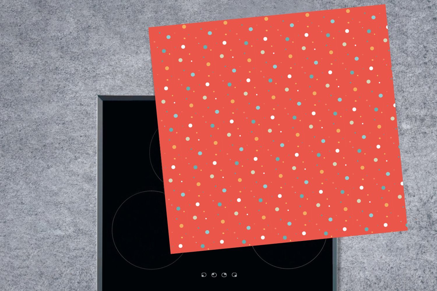 Ceranfeldabdeckung, (1 Arbeitsplatte für Rot MuchoWow - tlg), cm, Muster, Herdblende-/Abdeckplatte küche 78x78 Tupfen Vinyl, -
