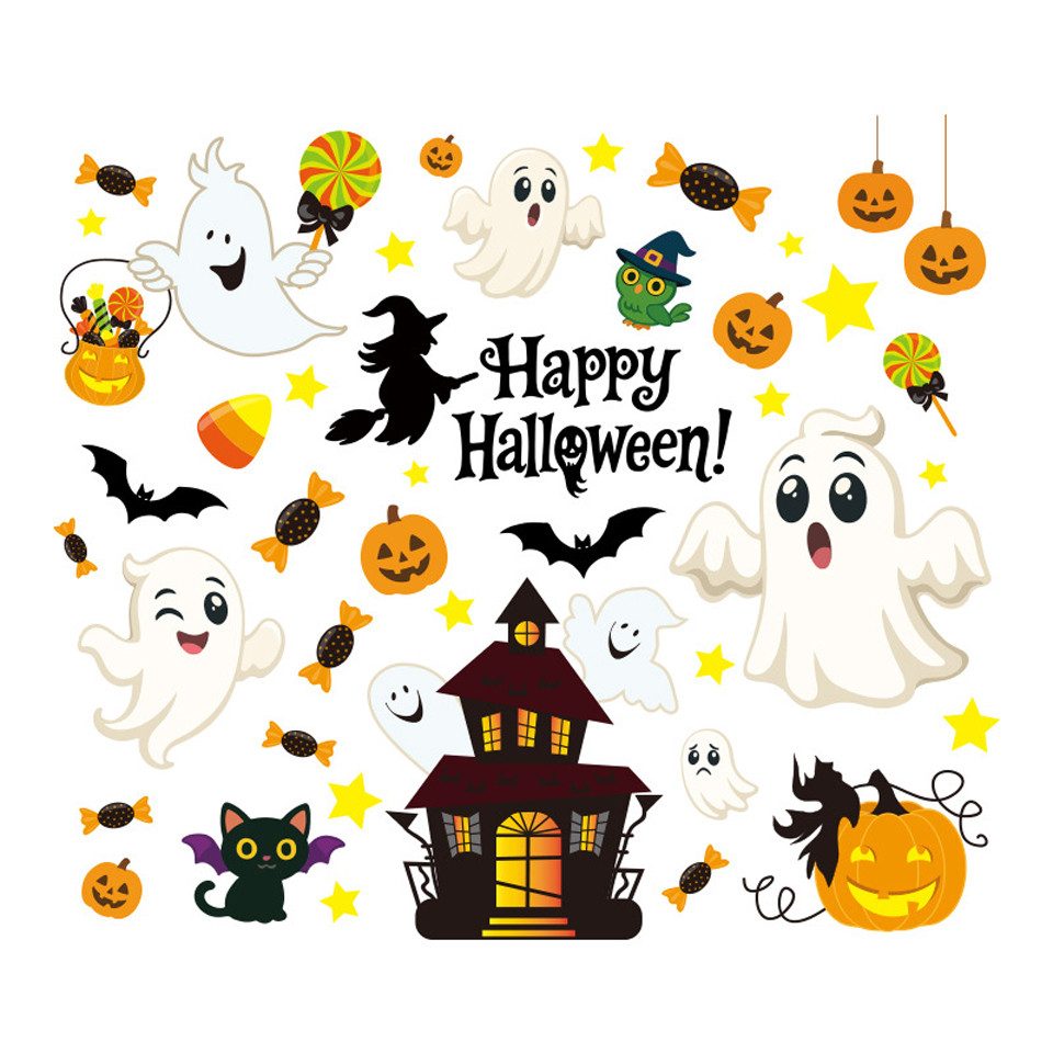Sorvyzxn Fenstersticker Halloween-Geister-Fenstersticker, Halloween-Glasaufkleber, geeignet für die festliche Glasdekoration zu Hause