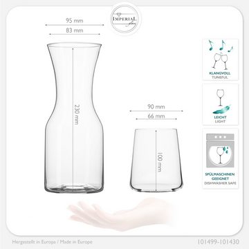 IMPERIAL glass Glas Trinkgläser & Karaffe Set 450ml / 1100ml, Glas, 7-Teilig Wassergläser Wasserkaraffe Saftgläser Glaskanne Kanne