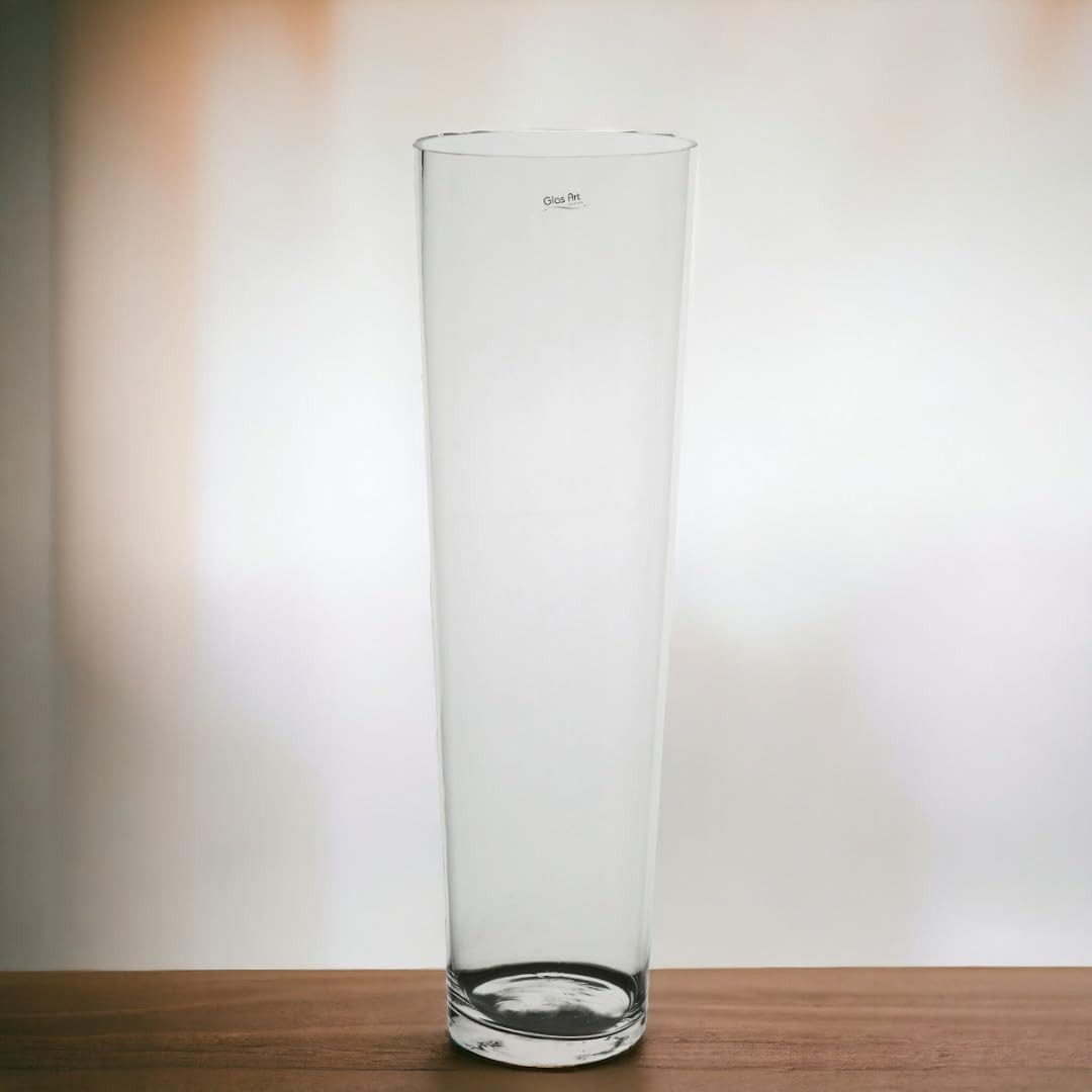GlasArt Dekovase Glasvase Dekovase groß, konisch, Auswahl zwei Größen 40cm & 60cm hoch (1 St), aus Glas, geschliffener Rand