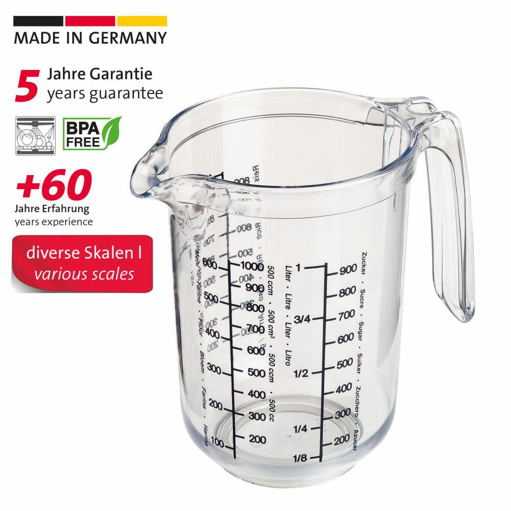 WESTMARK Messbecher 2 Stk. Gerda, mehrsprachige Messskalen & verschiedenen Maßeinheiten, SAN