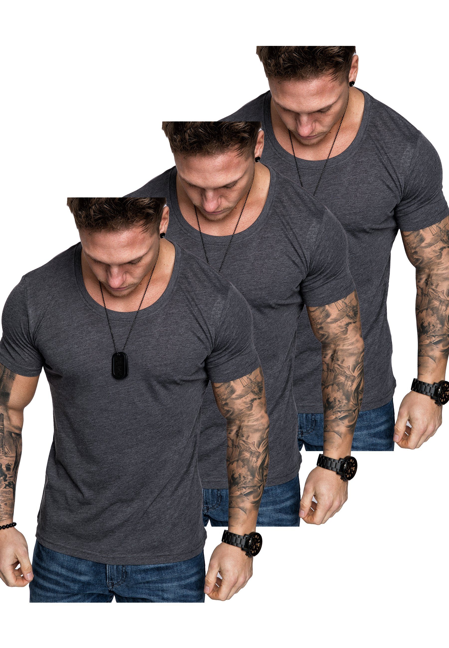 Amaci&Sons T-Shirt 3. LANCASTER 3er-Pack T-Shirts (3er-Pack) Herren Basic Oversize T-Shirt mit Rundhalsausschnitt – Bild 3 von 4