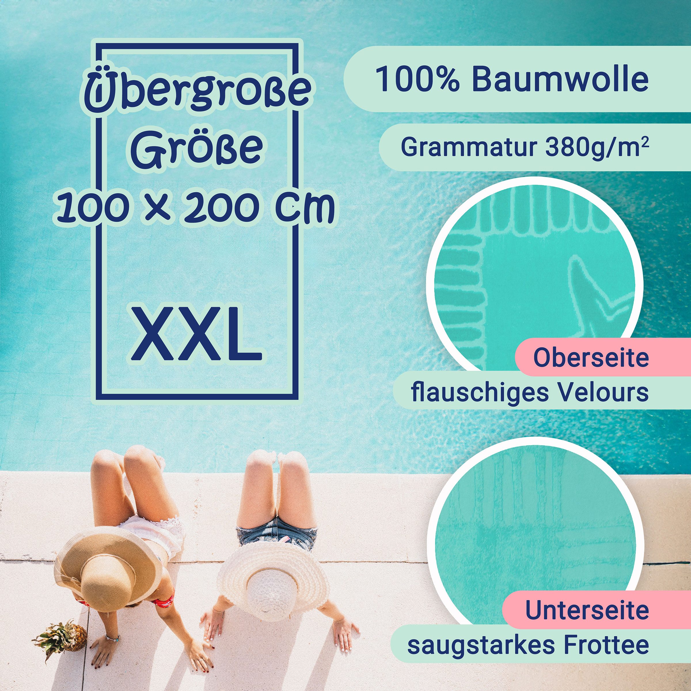 ZOLLNER Strandtuch, Frottier (1-St), 100 x 200 cm, 100% Baumwolle, vom Hotelwäschespezialisten
