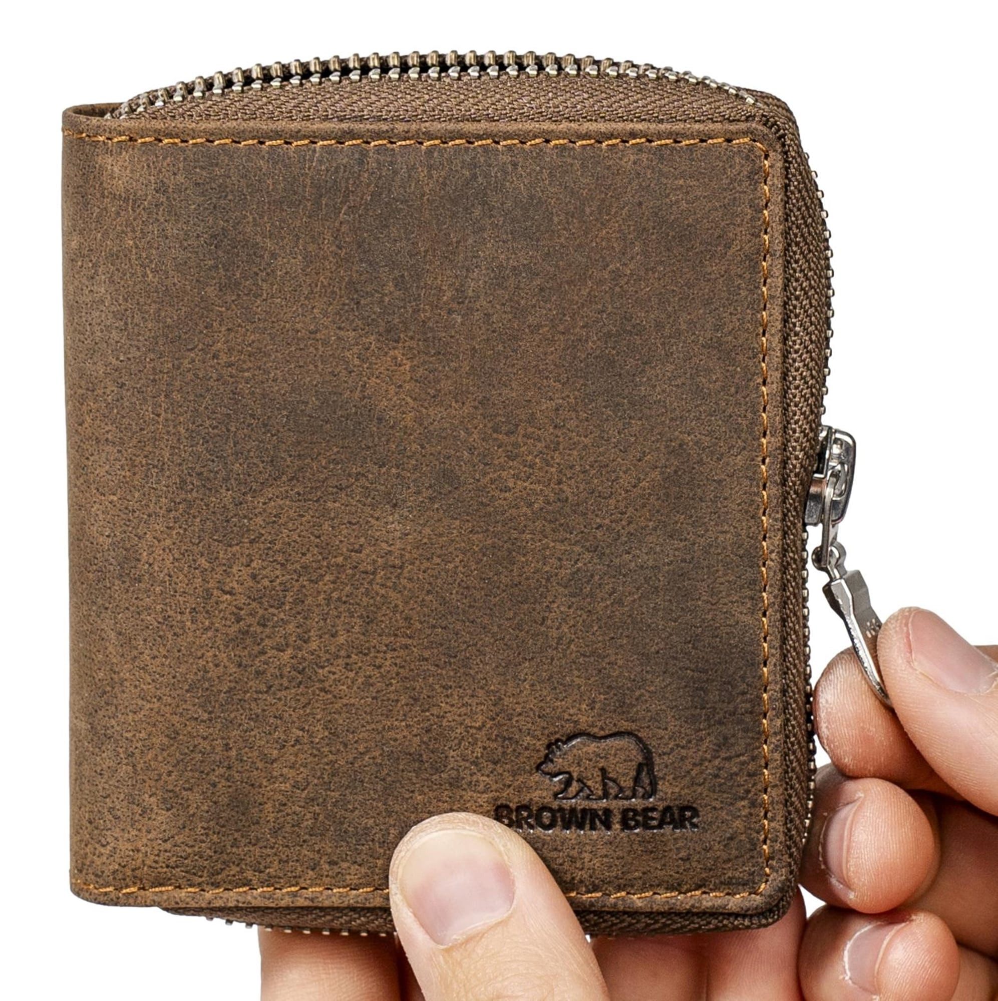Brown Bear Geldbörse Modell Max umlaufender Reißverschluss kleineres Hochfo günstig online kaufen