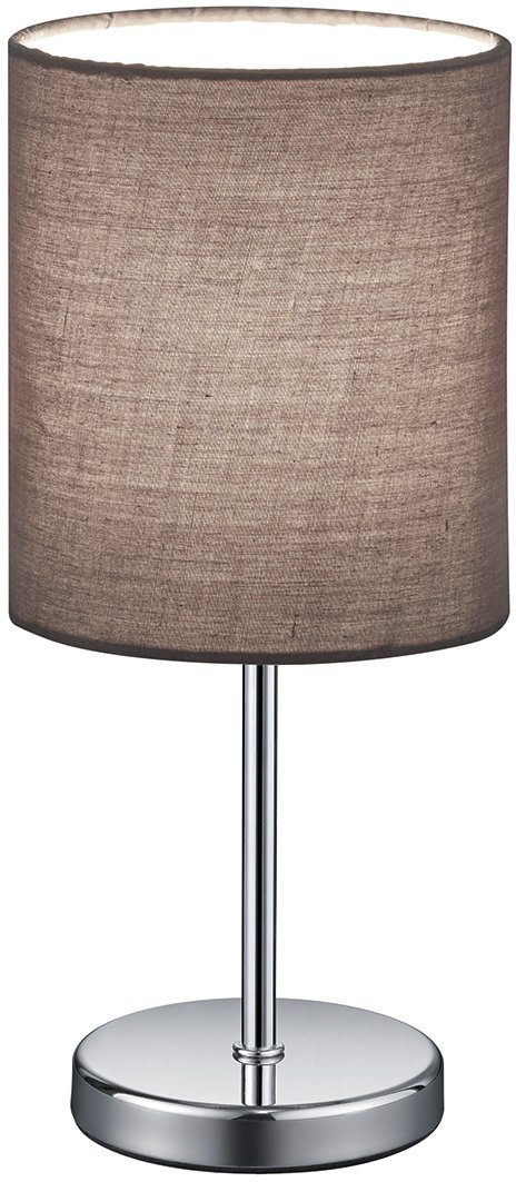 E14 taupe/chromfarben Schnurschalter u. mit Stoffschirm Tischleuchte Leuchten Schreibtischlampe Jerry, Leuchtmittel, TRIO exkl.