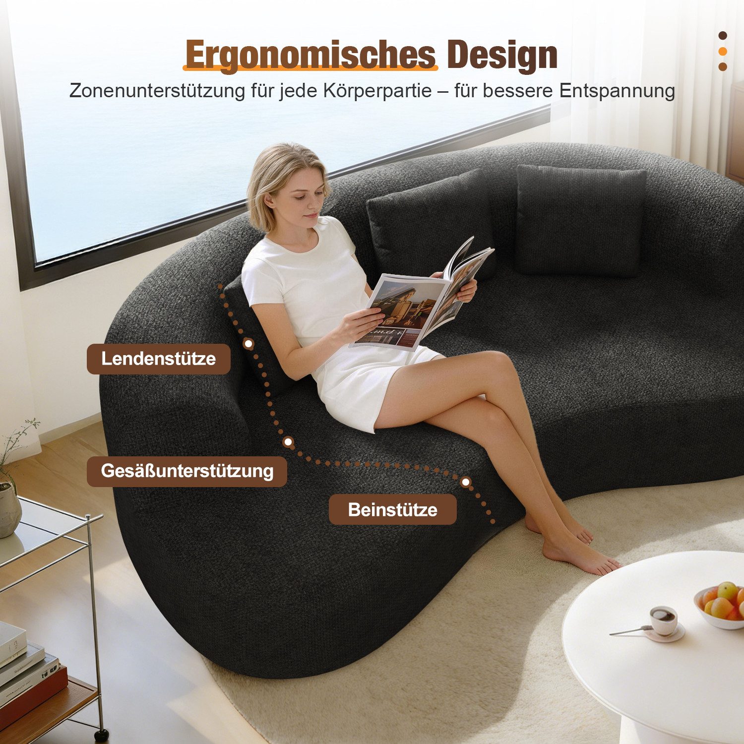 Lexzurn Sofa 3-Sitzer Sofa, Schlafsofa 168x90cm inkl.3 Zierkissen Bequemes Chenille, Geeignet fur Wohnzimmer, Buro, Lounge, Zimmer, Schlafzimmer, Mit 1200 LBS Belastbarkeit, strapazierfähig & haustierfreundlich