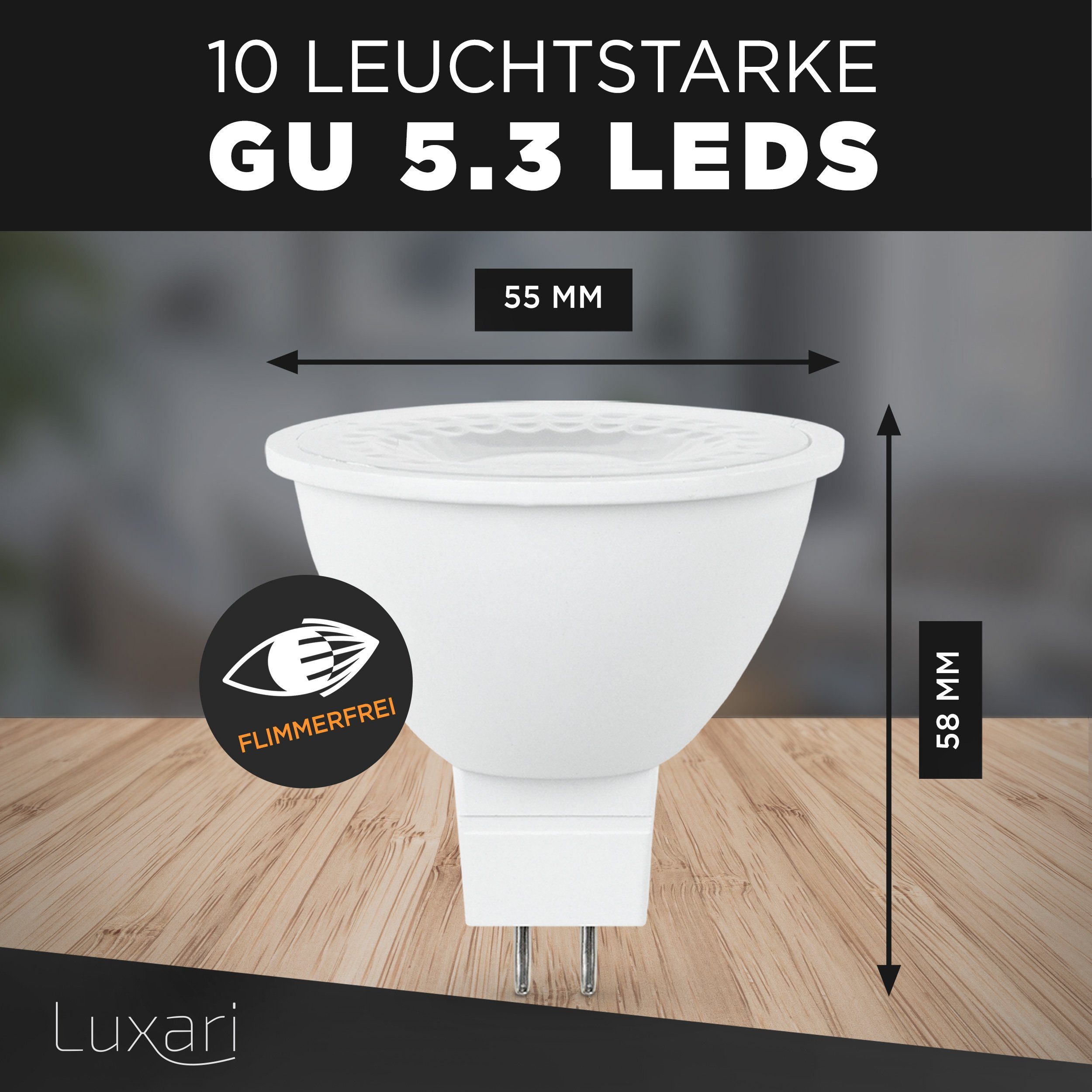 Luxari LED fest LED, LED [10x] LED integriert MR16 Lampe − GU5.3 Deckenleuchte Luxari