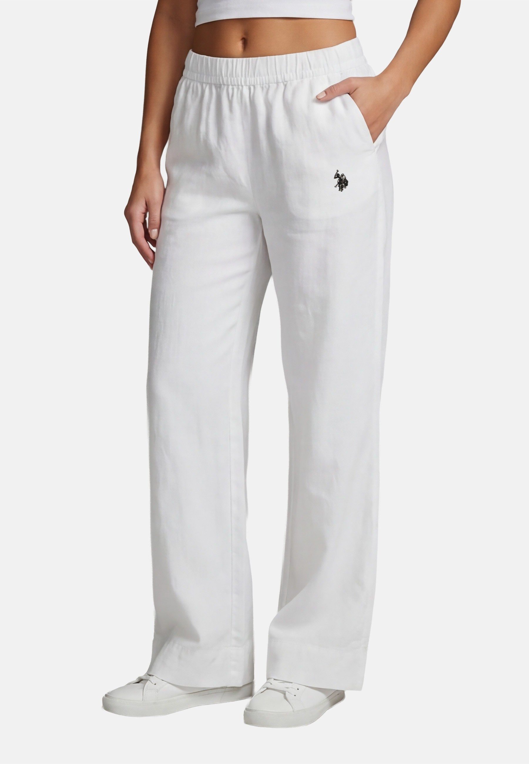 U.S. Polo Assn. Leinenhose USMoolly Damen - Sommerhose luftig mit elastischem Bund Leichte Hose aus Leinenmix mit Taschen und Komfortbund