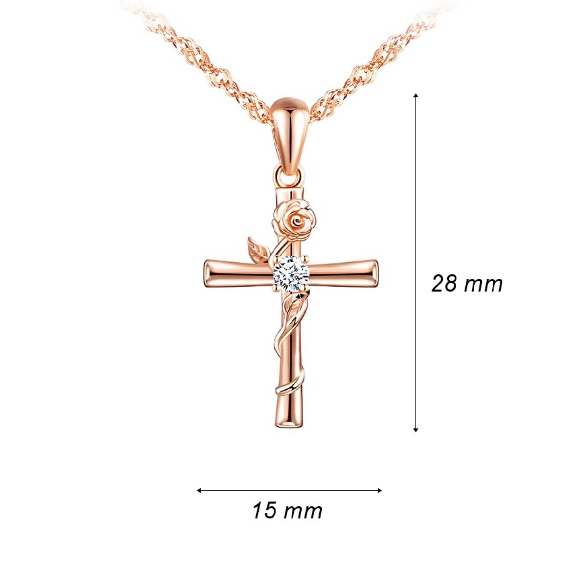ELLAWIL Silberkette Jesuskreuz Farbe Roségold Halskette mit Kreuz Anhänger günstig online kaufen