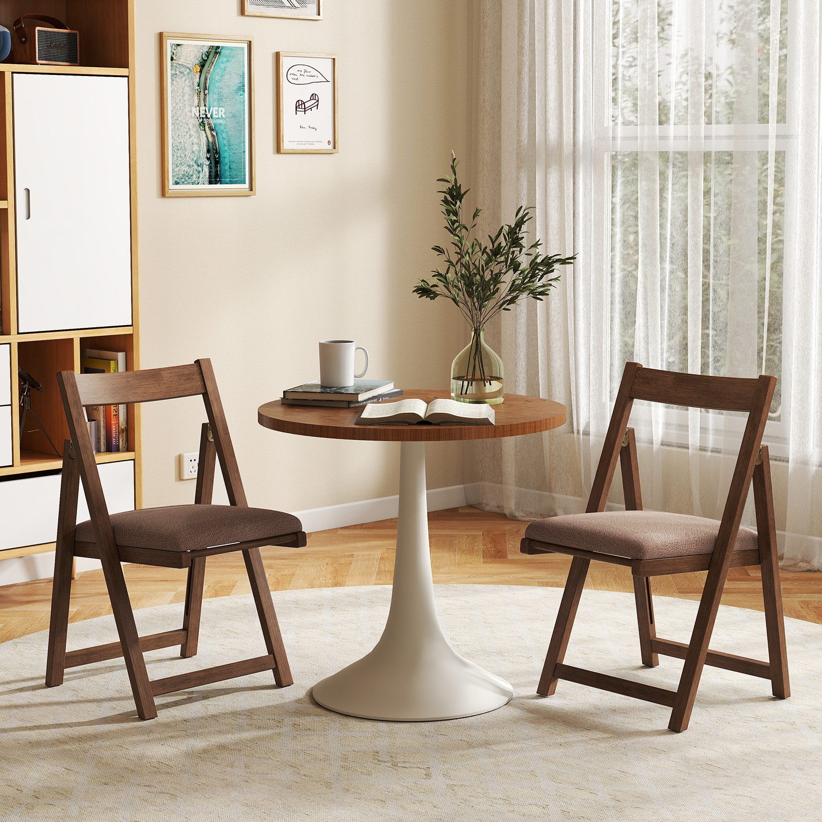 KOMFOTTEU Esszimmerstuhl (2er Set), Küchenstühle klappbar mit gepolstertem Sitz