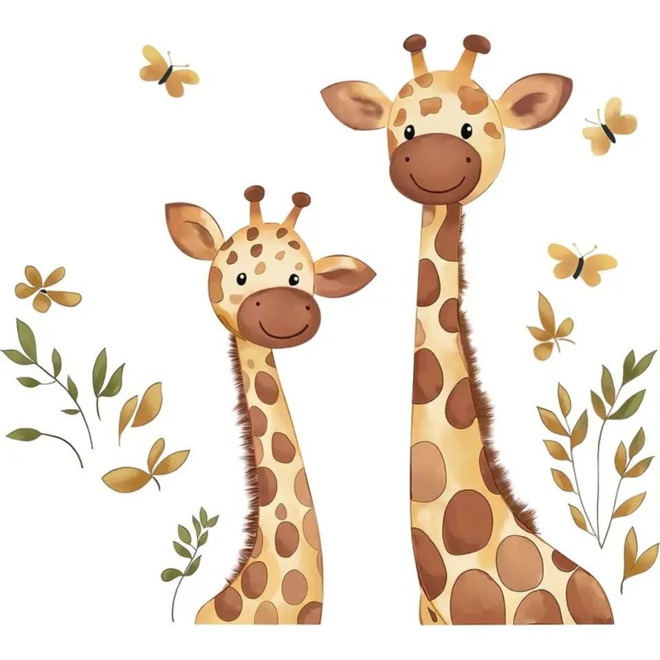Montegoni Wandsticker Selbstklebende Giraffen Wandaufkleber – Kinderzimmer Dekoration (einzel, 1x Set mit selbstklebenden Giraffen Wandaufklebern), Selbstklebend, einfache Anwendung, Giraffen Design für Kinderzimmer