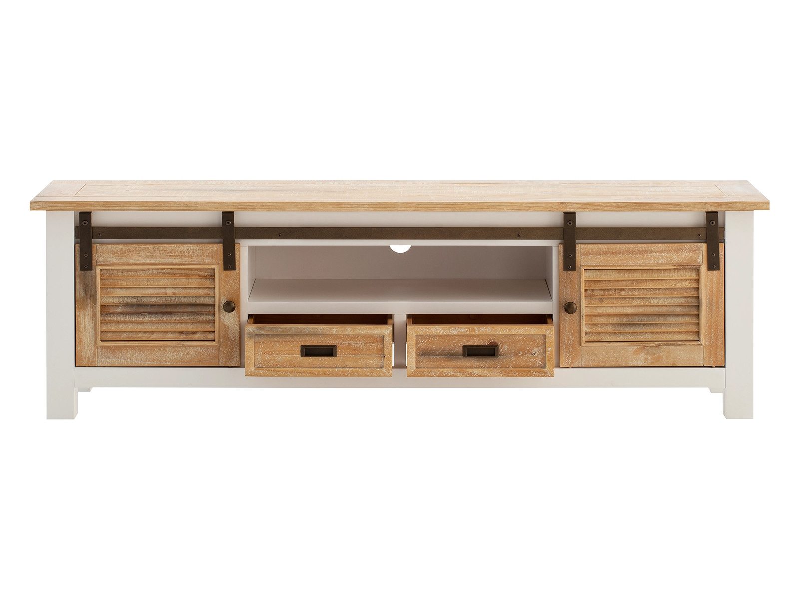 massivum Lowboard Capera TV-Bank aus Holz weiß braun (1 St)