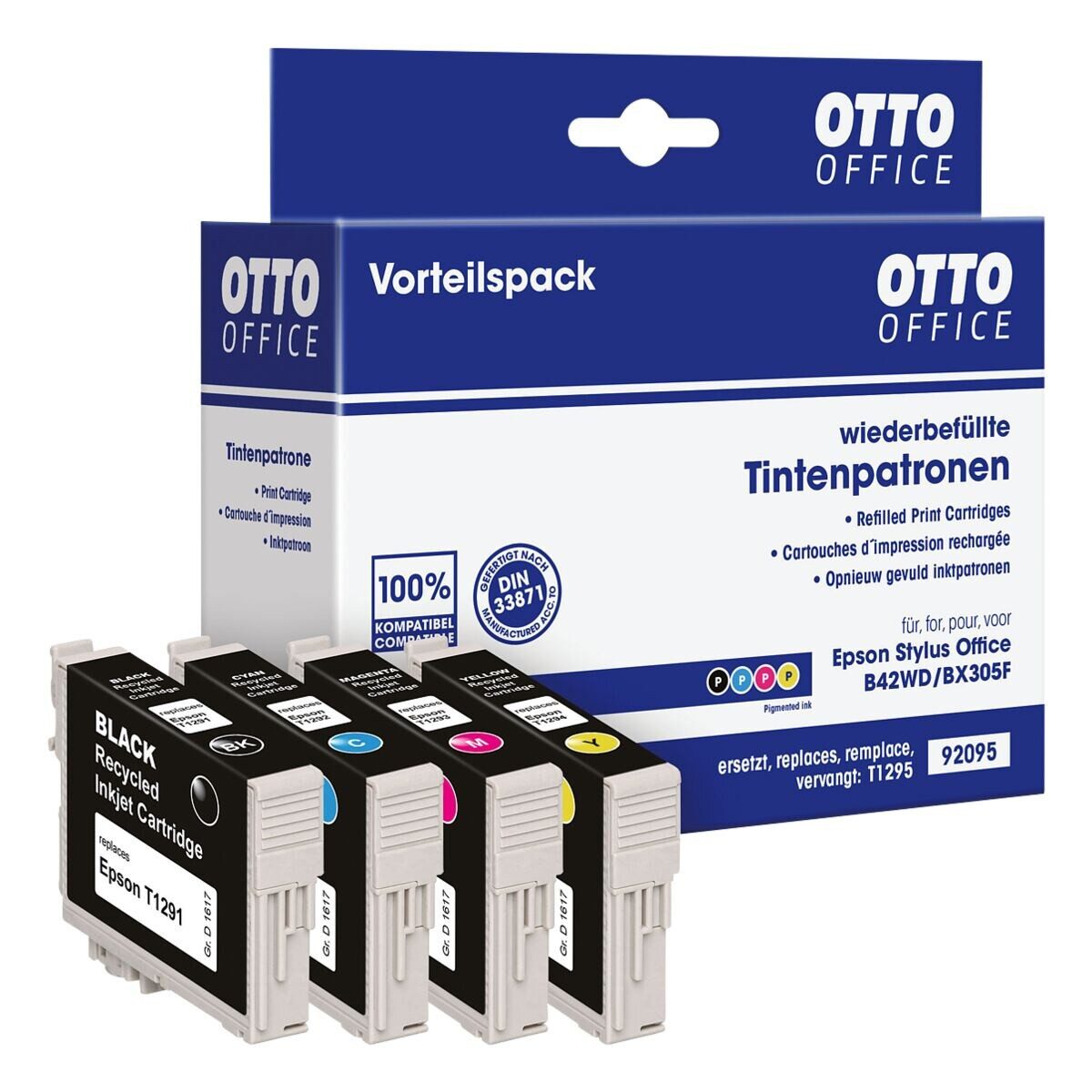 Otto Office T1295 Tintenpatrone (Set, 4-tlg., ersetzt Epson »T1295«, schwarz / cyan / magenta / gelb)