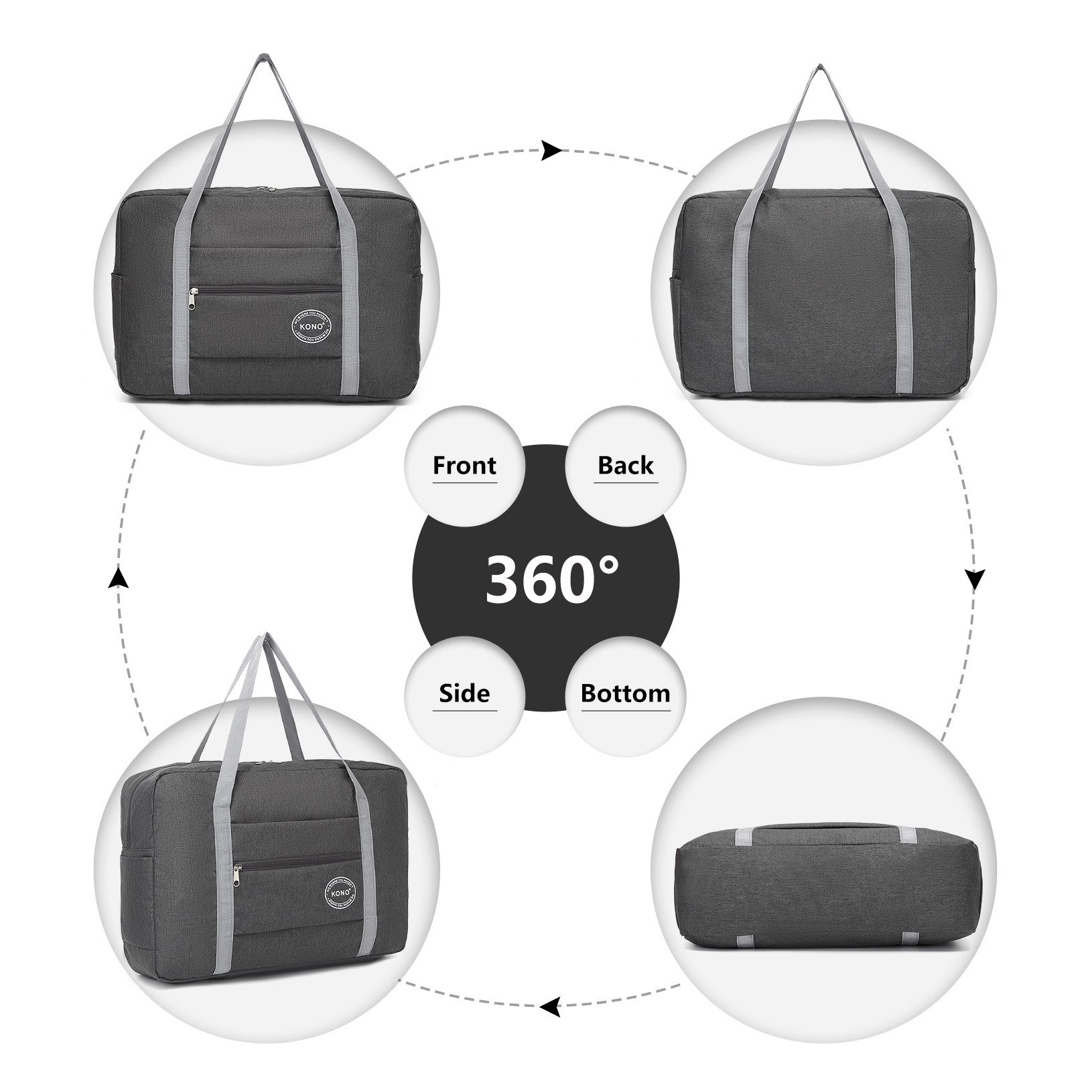 KONO Reisetasche Faltbare Wasserdichte Reisehandtasche – Für A4, 13,5“ Laptops & Reisen