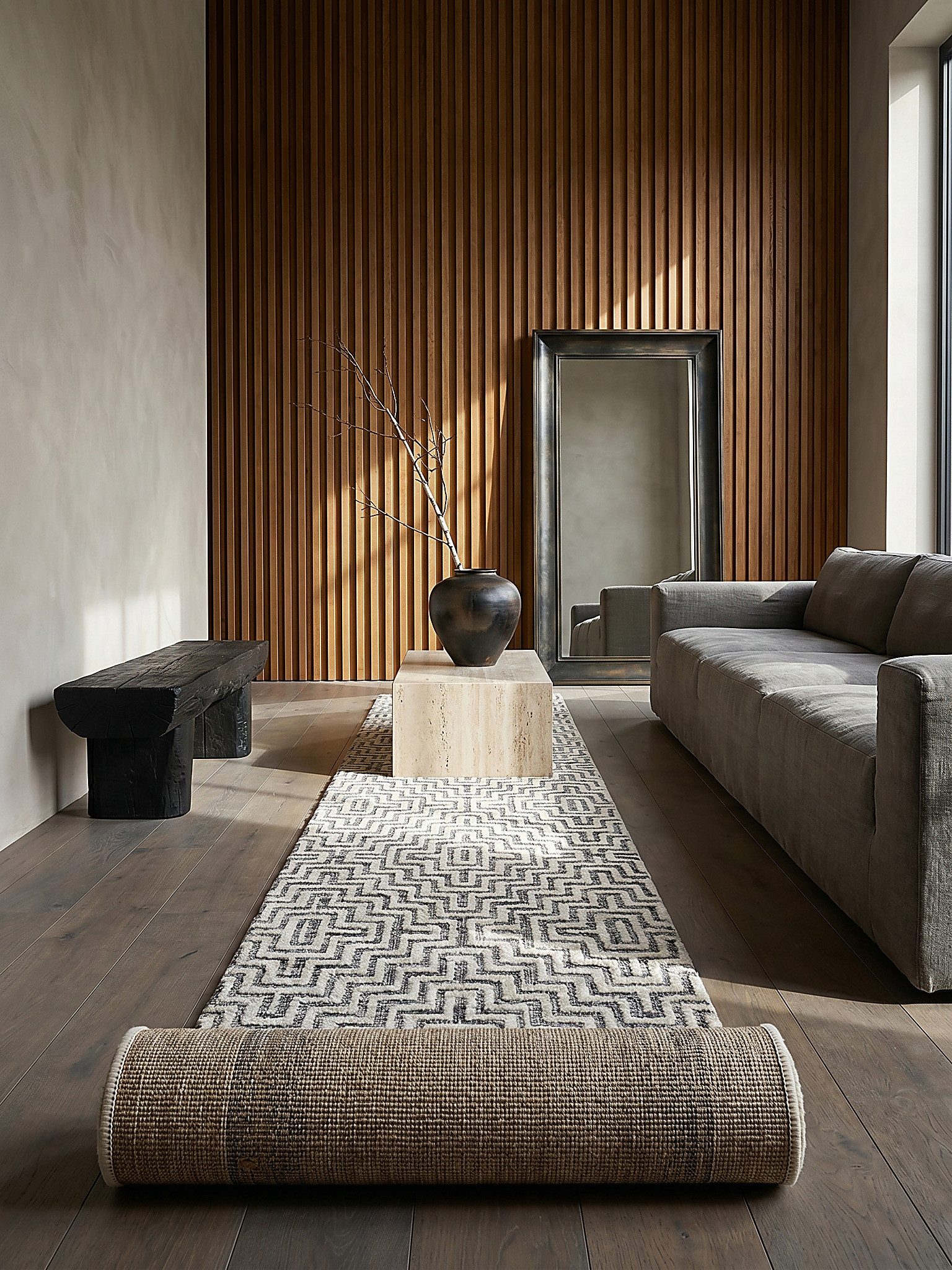 KADIMA DESIGN Teppich ARLEN Küchenläufer Diele Flur robust Zickzack abstrakt 80x300 Grau, Läufer, Höhe: 16 mm, 100% Polyester, 12 mm Mittelflor, modern, zeitlos, pflegeleicht
