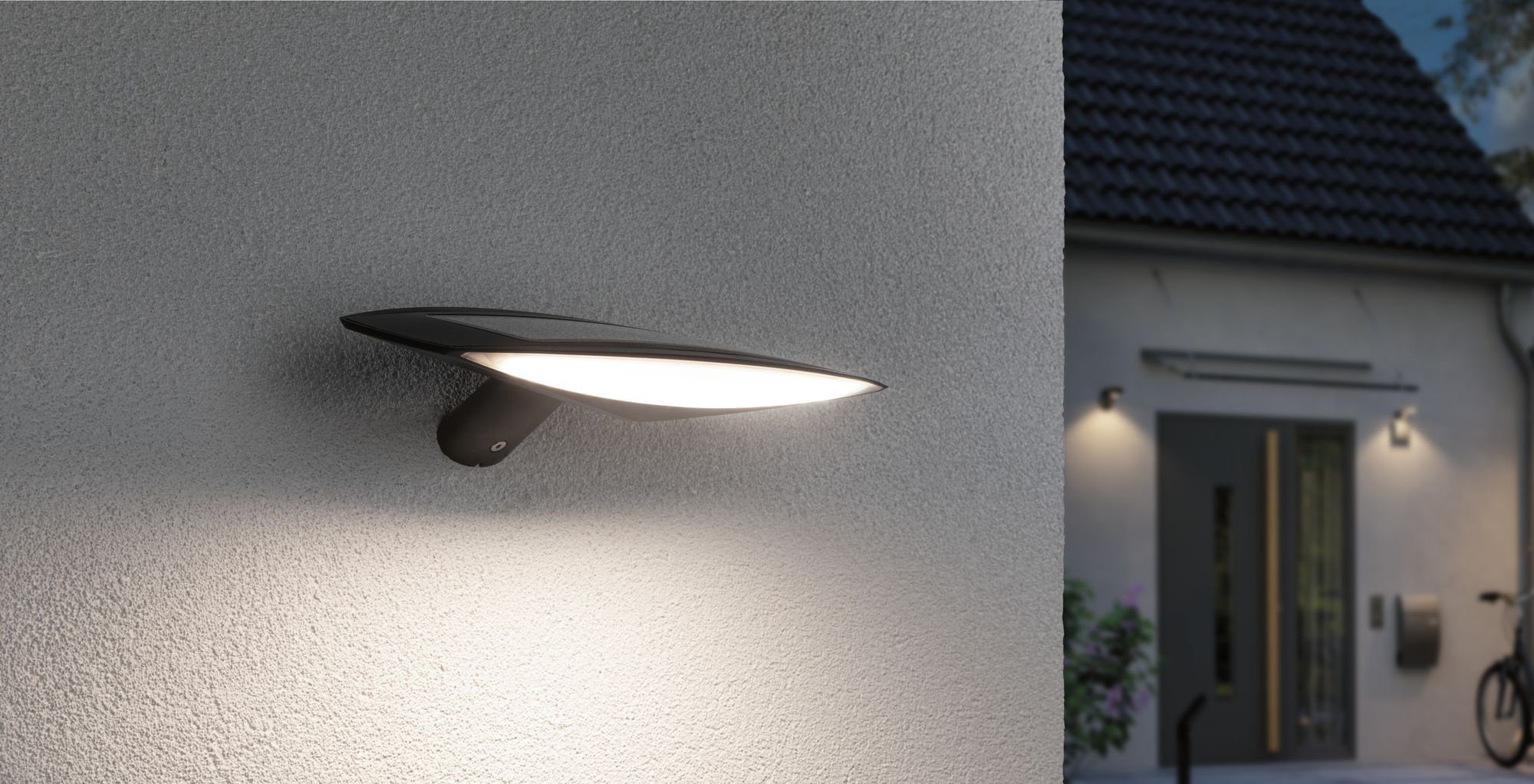 Paulmann Außen-Wandleuchte Kiran, LED mit fest Bewegungsmelder integriert, Anthrazit IP44 Warmweiß, LED-Modul, 180lm Warmweiß