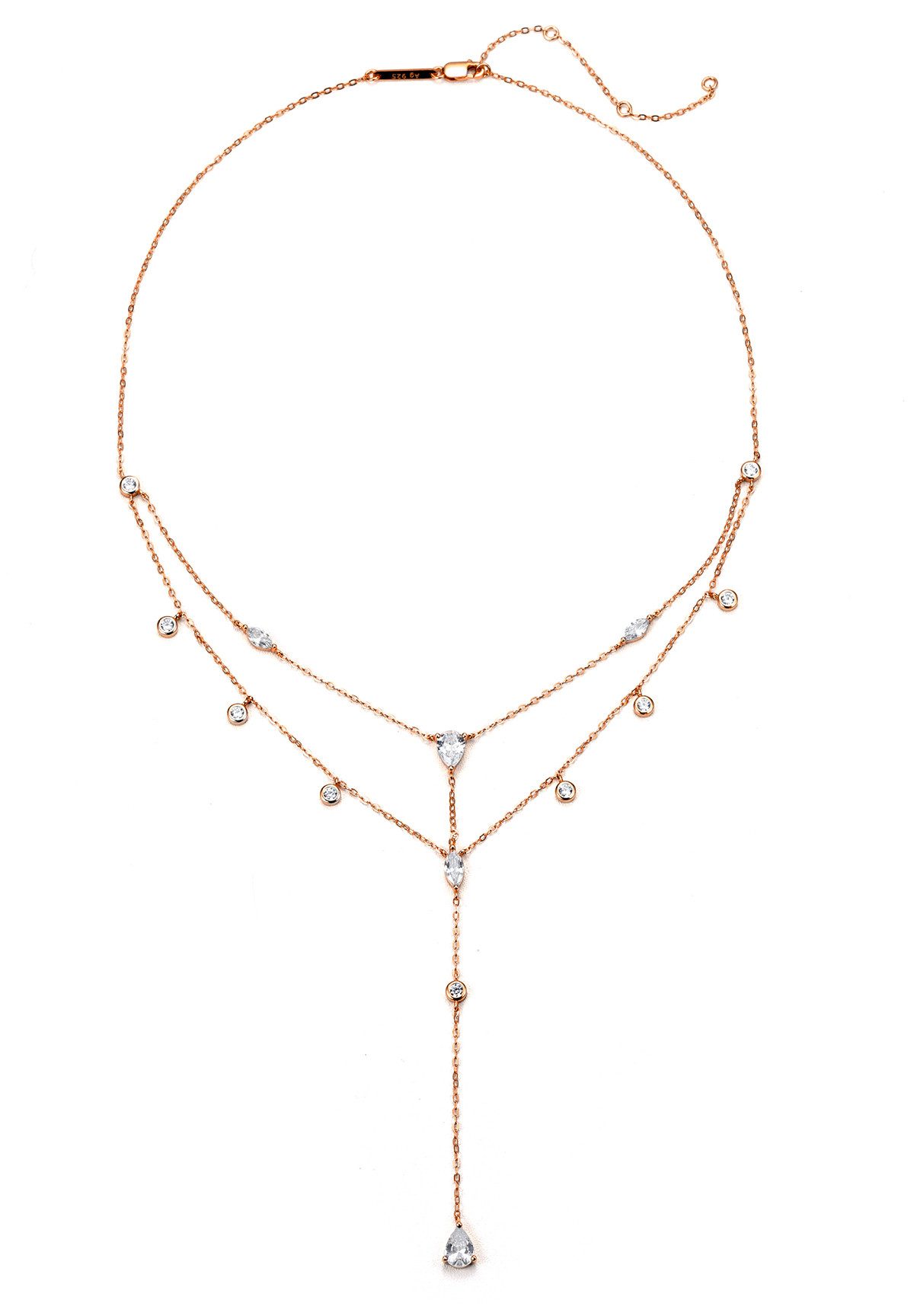 Hey Happiness Statementkette mit Tropfen Kristallen, Layering Kette, Damen günstig online kaufen