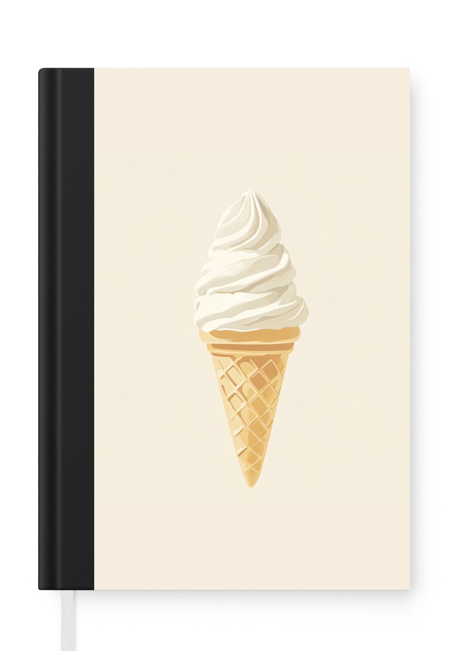 MuchoWow Notizbuch Eiswaffel - Weiß, Notebook, Notizblock a5, Tagebuch, Journal Liniert