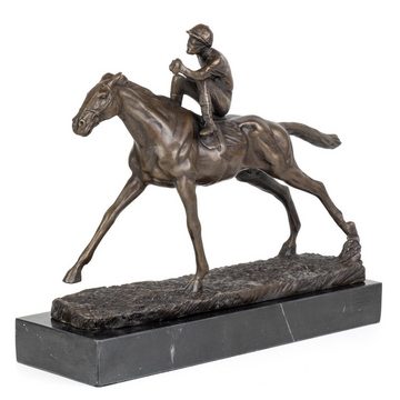 Moritz Dekofigur Bronzefigur Jockey und Pferd, Bronzefigur Figuren Skulptur für Regal Vitrine Schreibtisch Deko