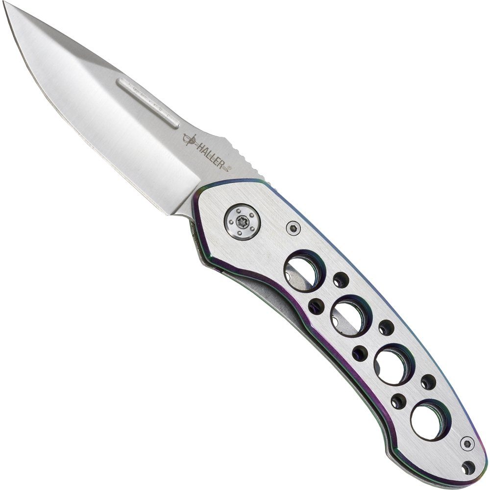 Haller Messer Taschenmesser II Clip Schließmesser Lock Zweihand Liner Rainbow