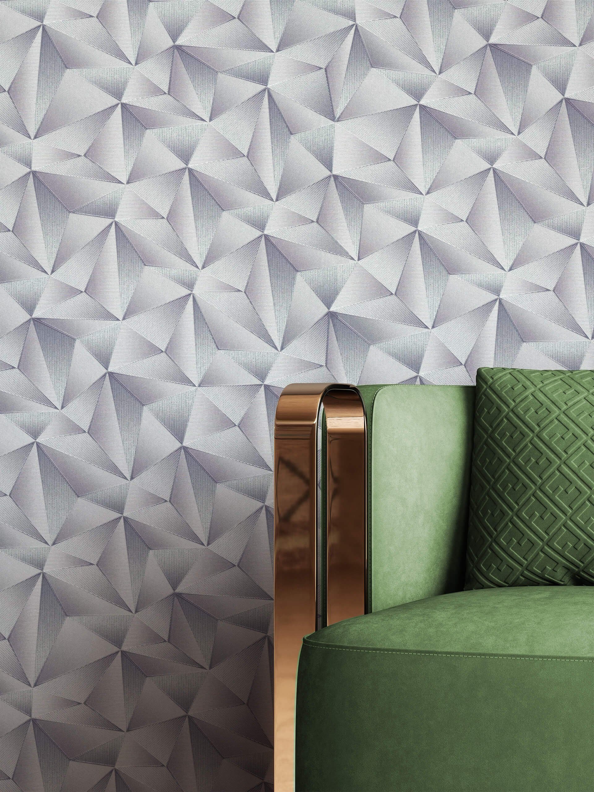 Newroom Vliestapete, Silber Tapete Glamour Dreiecke - 3D-Optik Grafiktapete  Grafisch Geometrisch Grafik für Wohnzimmer Schlafzimmer Küche online kaufen  | OTTO