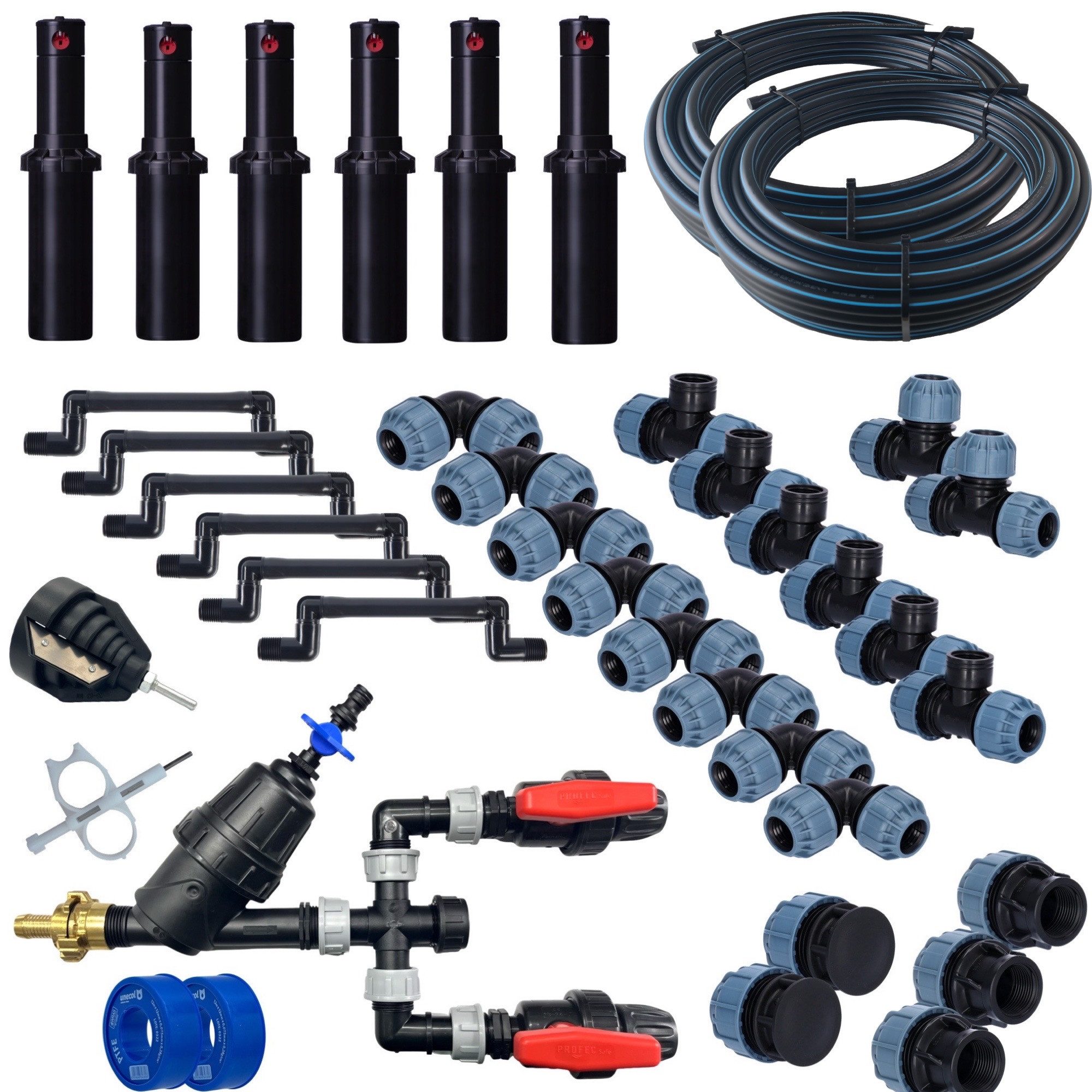 STEMAX-Wassertechnik Bewässerungssystem Hunter Bewässerungsset bis 200m² für Garten- & Rasenbewässerung, (Set, Für Gärten 100 m² bis 200 m), Komplettset, flexibel, unterirdisch, Hunter Qualität, erweiterbar
