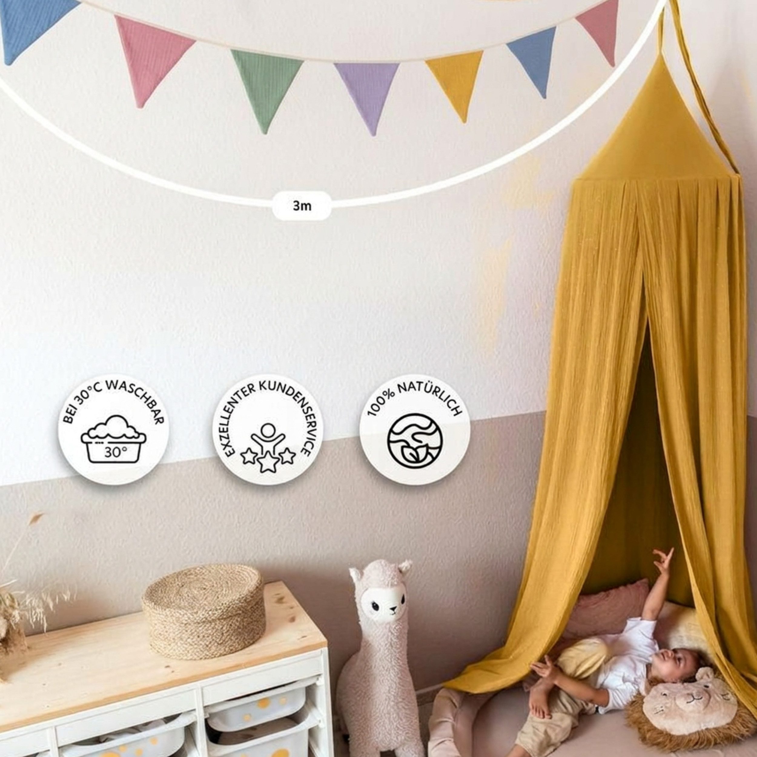 lilimaus Wimpelkette Sternenkette für Kinderzimmer - handgenähte Stoff-Girlande, handgefertigte Stoff-Girlande ca. 300 cm - Wimpel oder Sterne – Bild 4 von 4