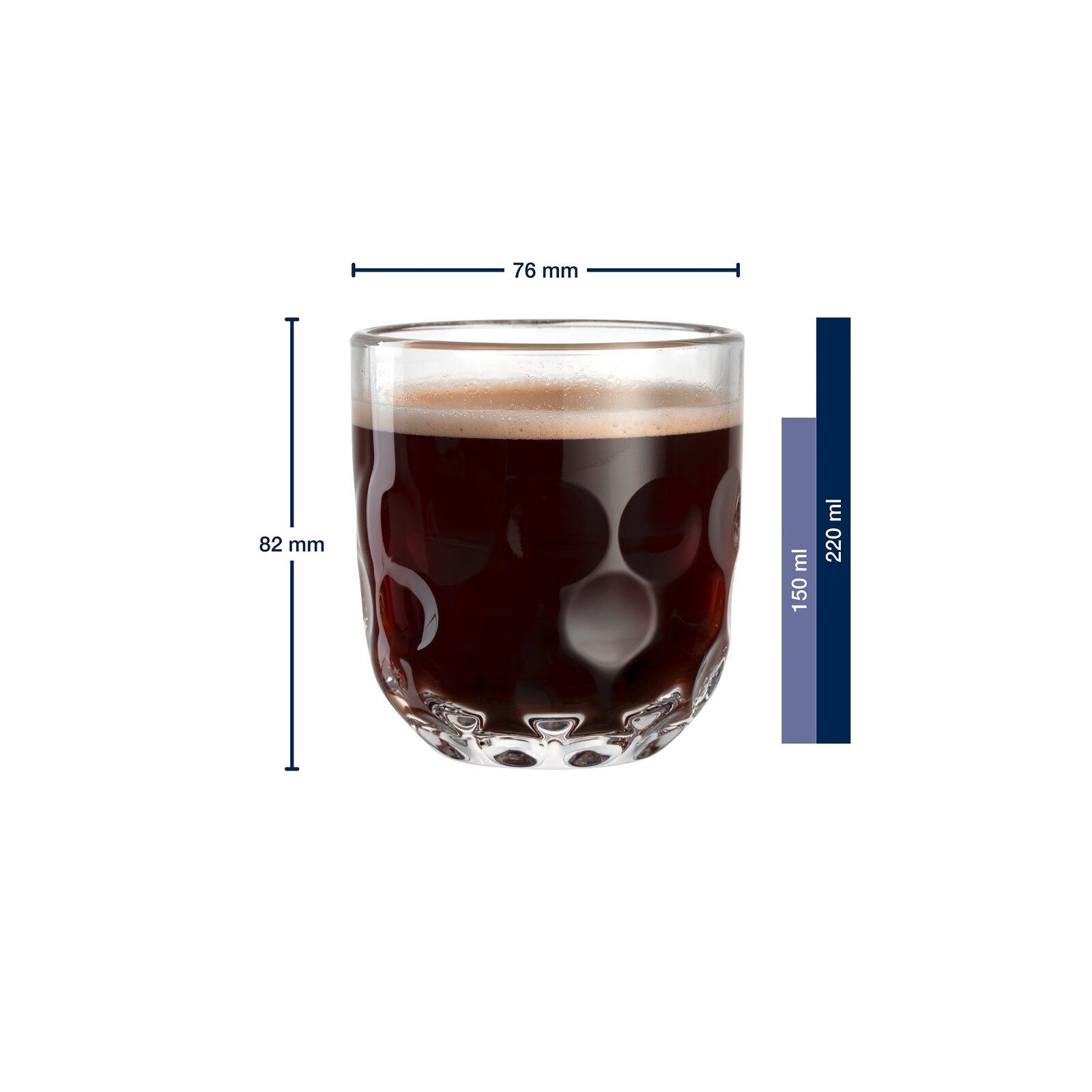 LEONARDO Latte-Macchiato-Glas Gocce Kaffeegläser (1) 220 ml 2er Set, 2-tlg., Glas
