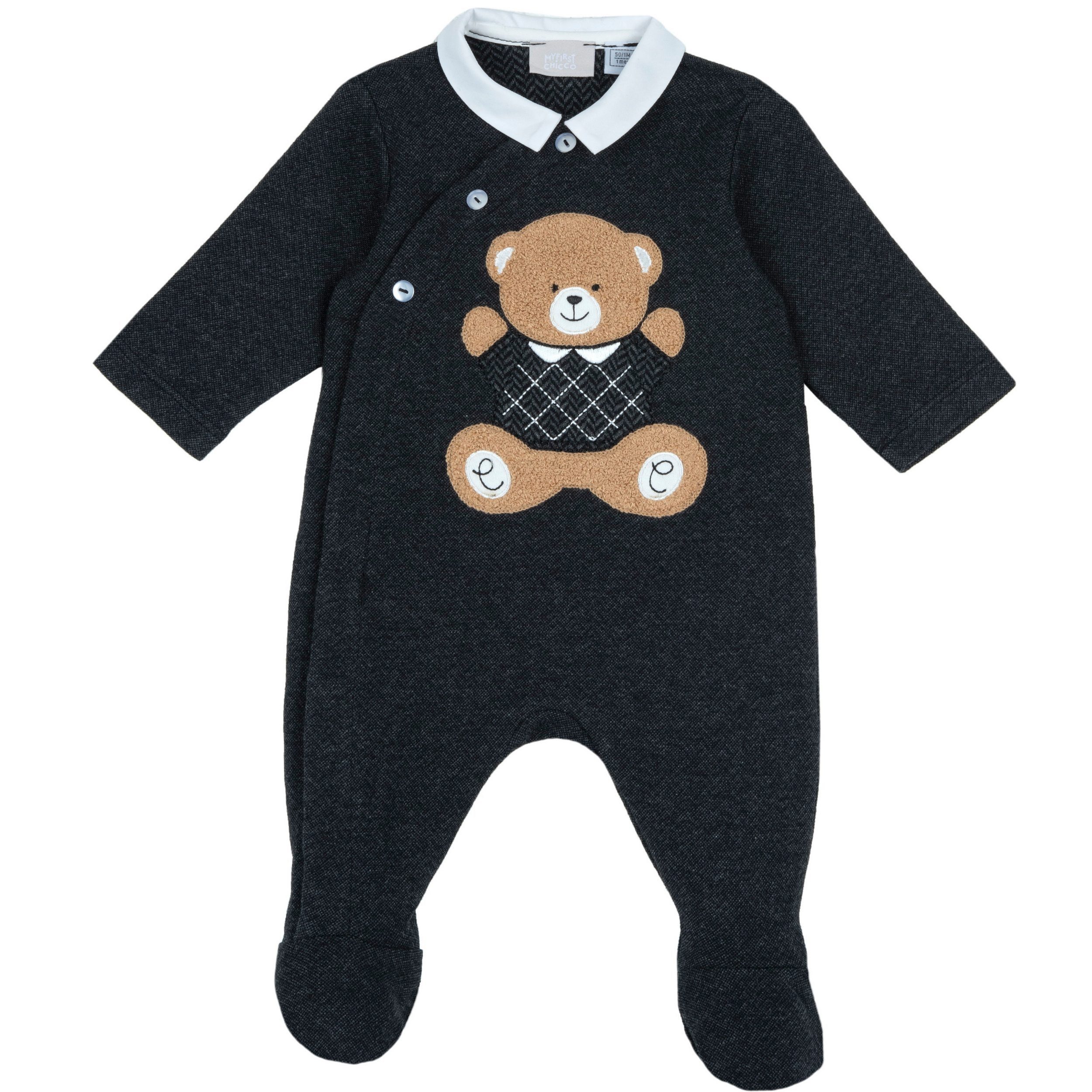 Chicco Ползунки Ползунки (1-tlg) Chicco Baby Ползунки mit Bären-Applikation, Grau, Jungen