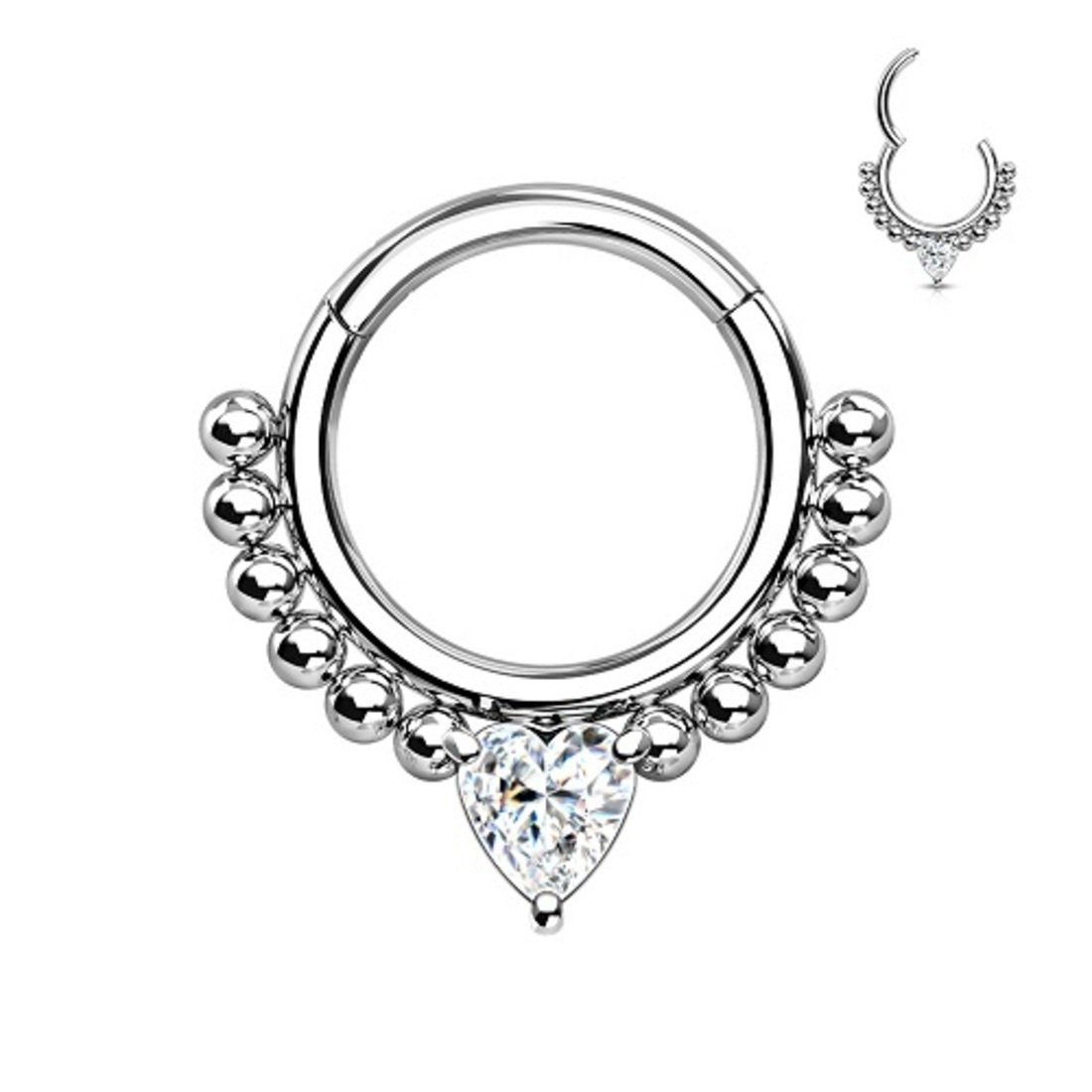 Nasenpiercing Septum Piercing Ring Segmentring Clicker Scharnier Kristall Herz