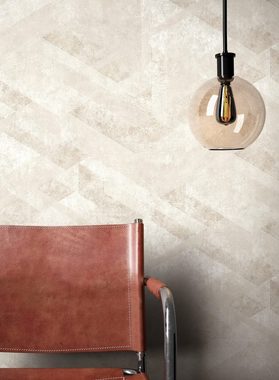 Newroom Vliestapete, Creme Tapete Modern Glänzend - Betonoptik Betonwand Beige Natur Industrial 3D Optik Beton Putz für Schlafzimmer Wohnzimmer Küche