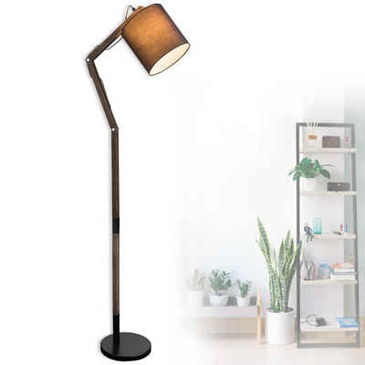 bmf-versand Stehlampe Stehlampe Wohnzimmer E27 Stehleuchte Retro braun Holz Metall schwarz