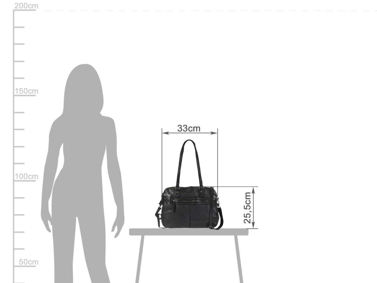 Bear Design Umhängetasche "Lieke" Leder Damen Schultertasche Handtasche mittelgroß, Handtasche, 2 getrennte Fächer, Schultertasche 33x25cm, schwarz – Bild 3 von 5