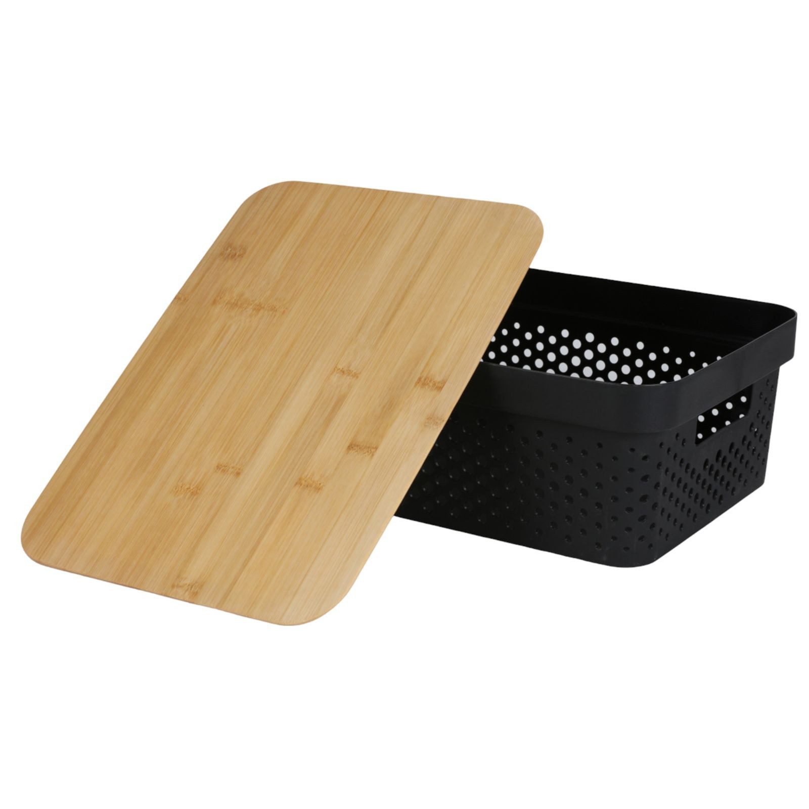 BURI Aufbewahrungsbox 12x Aufbewahrungsbox + Bambusdeckel 11L Aufbewahrungskiste Allzweckbox