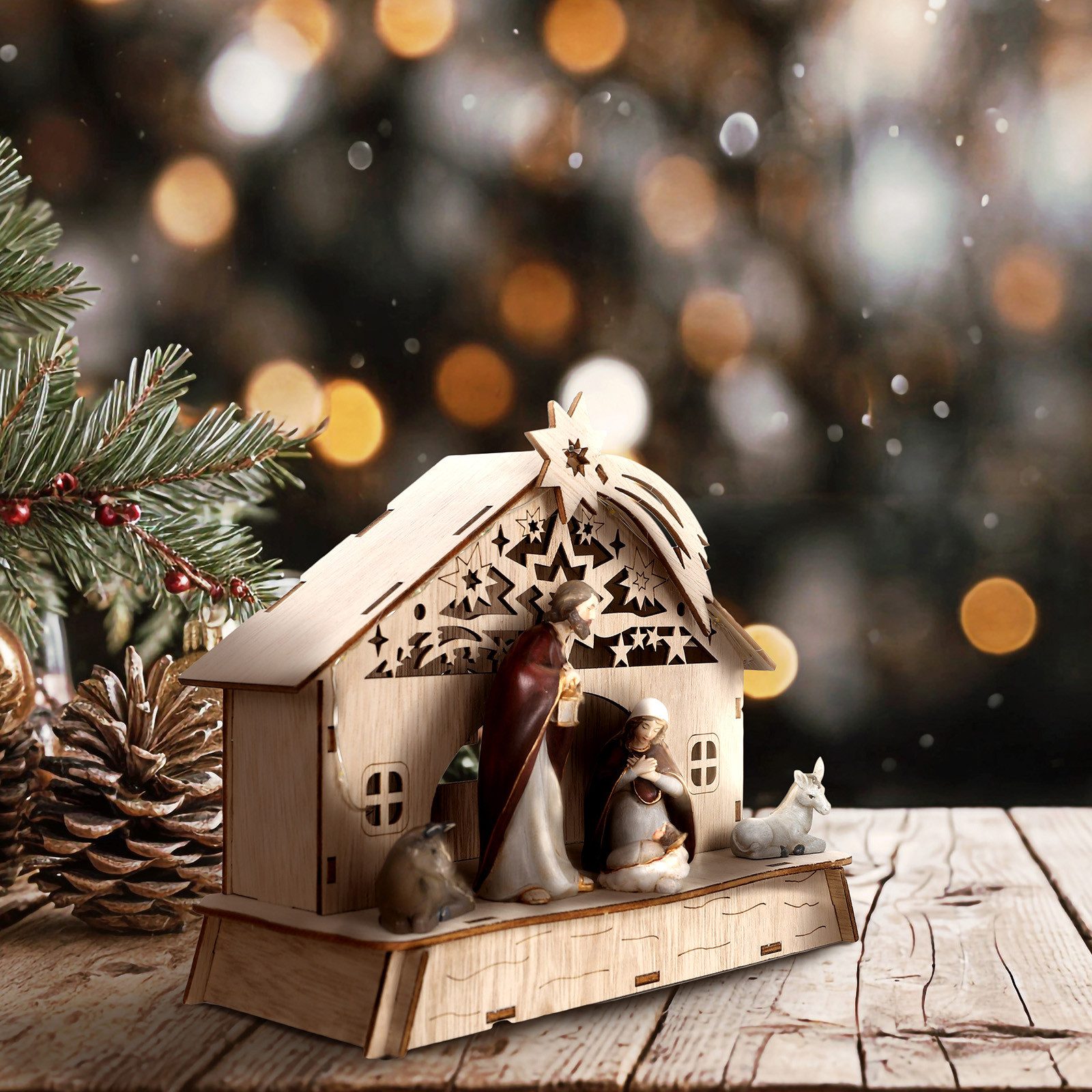 HTI-Living Weihnachtsfigur Krippe beleuchtet Heilige Familie (Stück, 1 St., günstig online kaufen