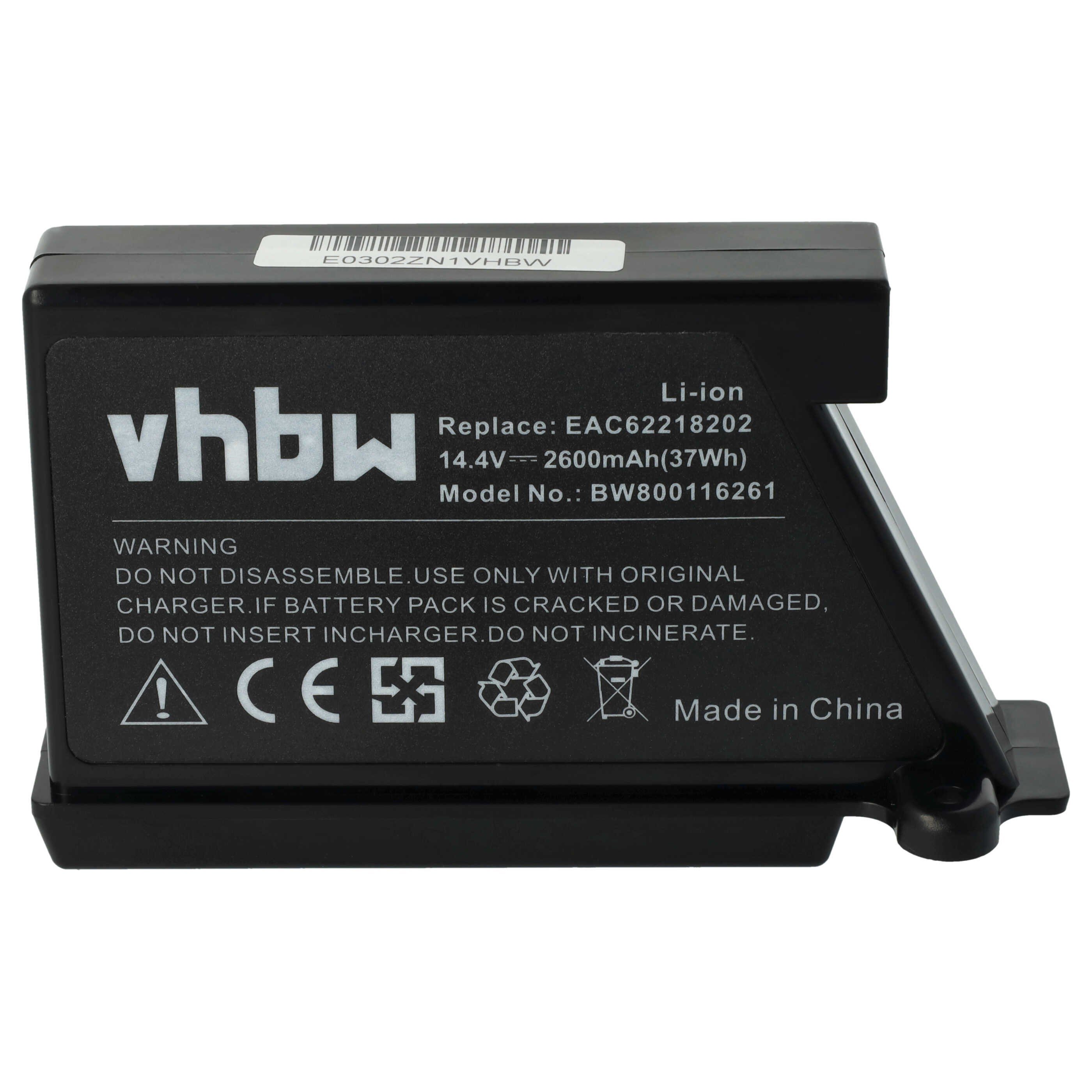 vhbw Akku passend für LG Hom-Bot VR6171LVM, VR6140LV, VR6140LVM, VR6170LVM, Staubsauger-Akku Akku Li-Ion 2600 mAh (14,4 V, 1 St), Leistungsfähiger Austausch-Akku für Ihren Saugroboter