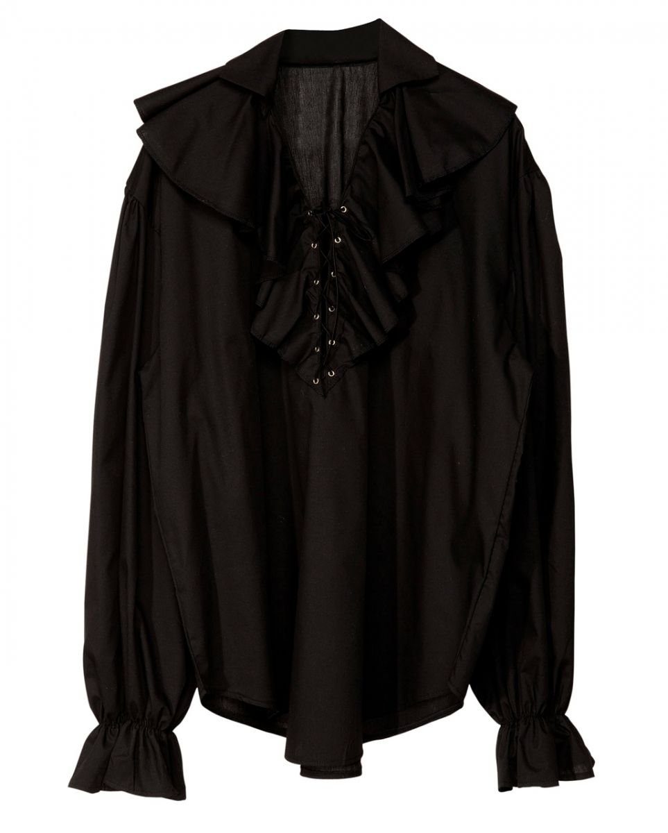 Horror-Shop Vampir-Kostüm Schwarzes historisches Rüschenhemd mit Schnürung