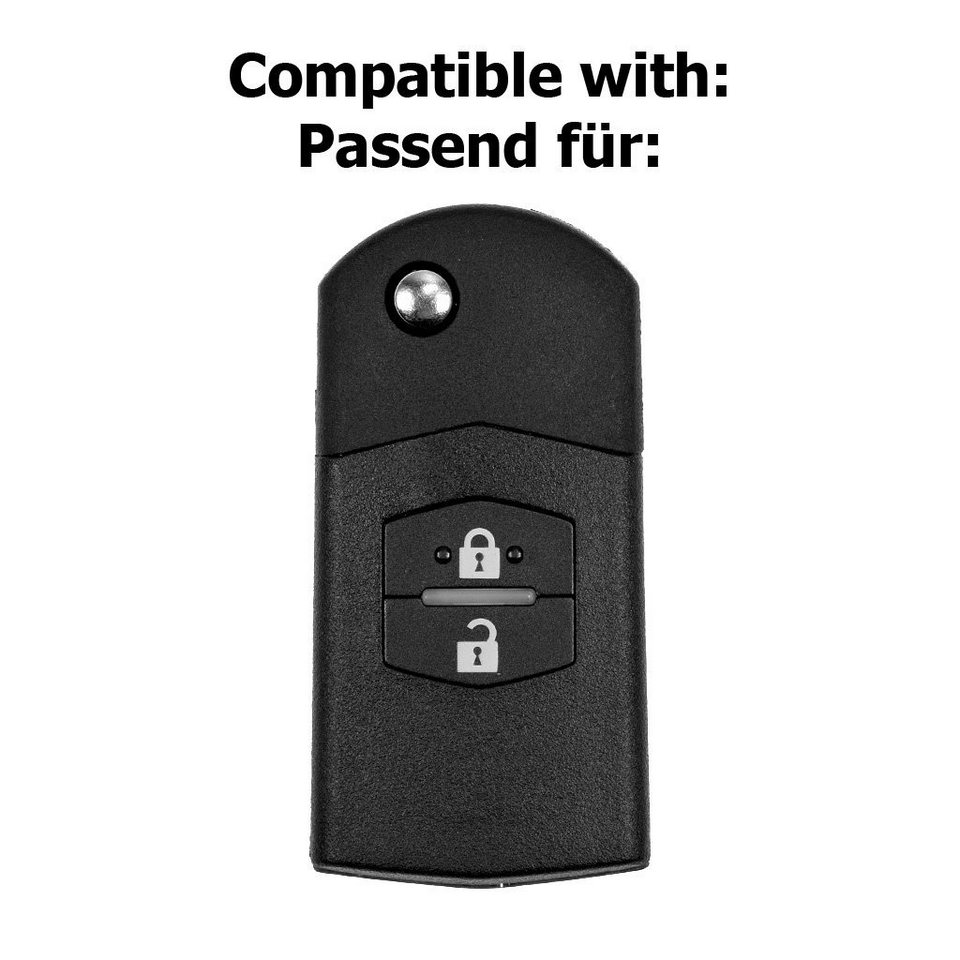 mt-key Schlüsseltasche Autoschlüssel Softcase Silikon Schutzhülle Blau, für Mazda  CX-7 CX-5 2 4 5 6 RX-8 2 Tasten Klappschlüssel