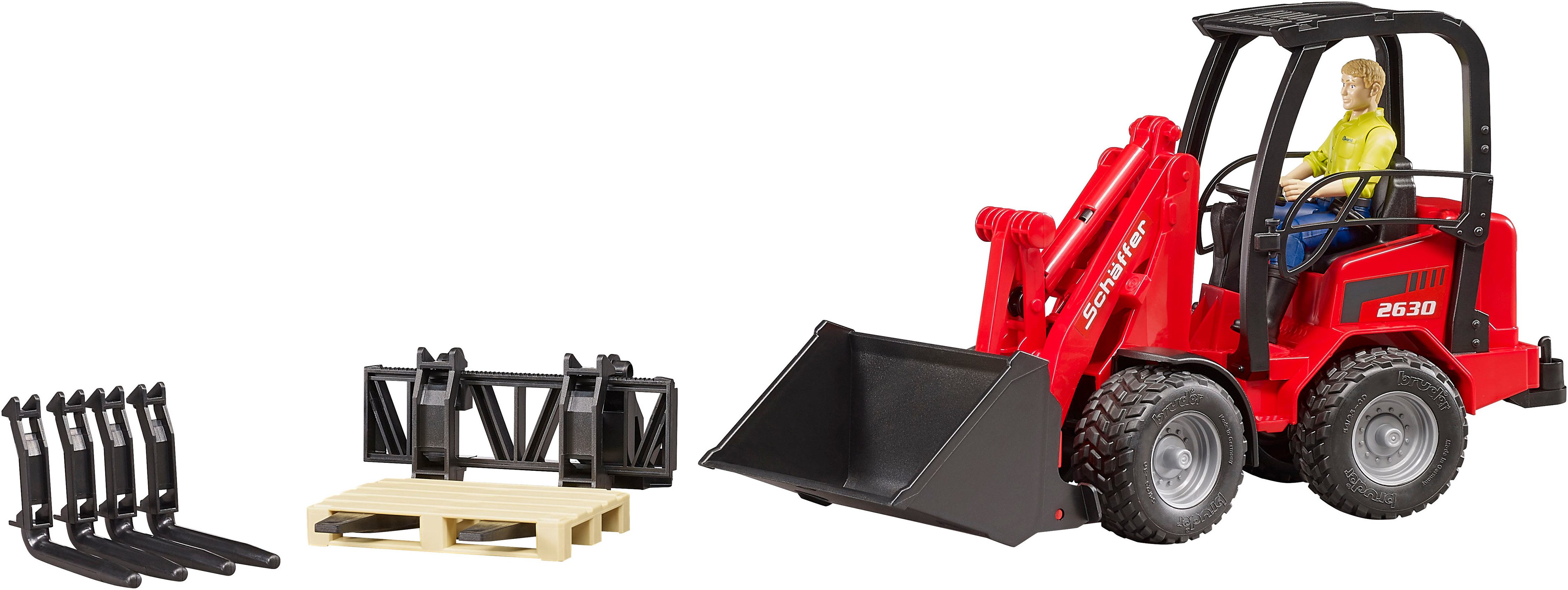 Bruder® Spielzeug-Bagger Schäffer Hoflader 2630 mit Figur und Zubehör (0219 günstig online kaufen
