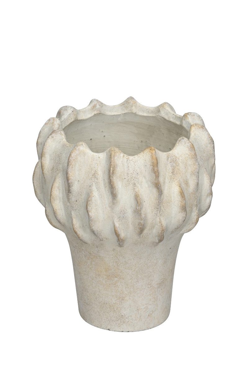 finehomegarden Übertopf Vase Zement creme/gold Blumentopf Ø21cm H23cm Topf (1 St), Zimmerpflanzen Übertopf / Paket