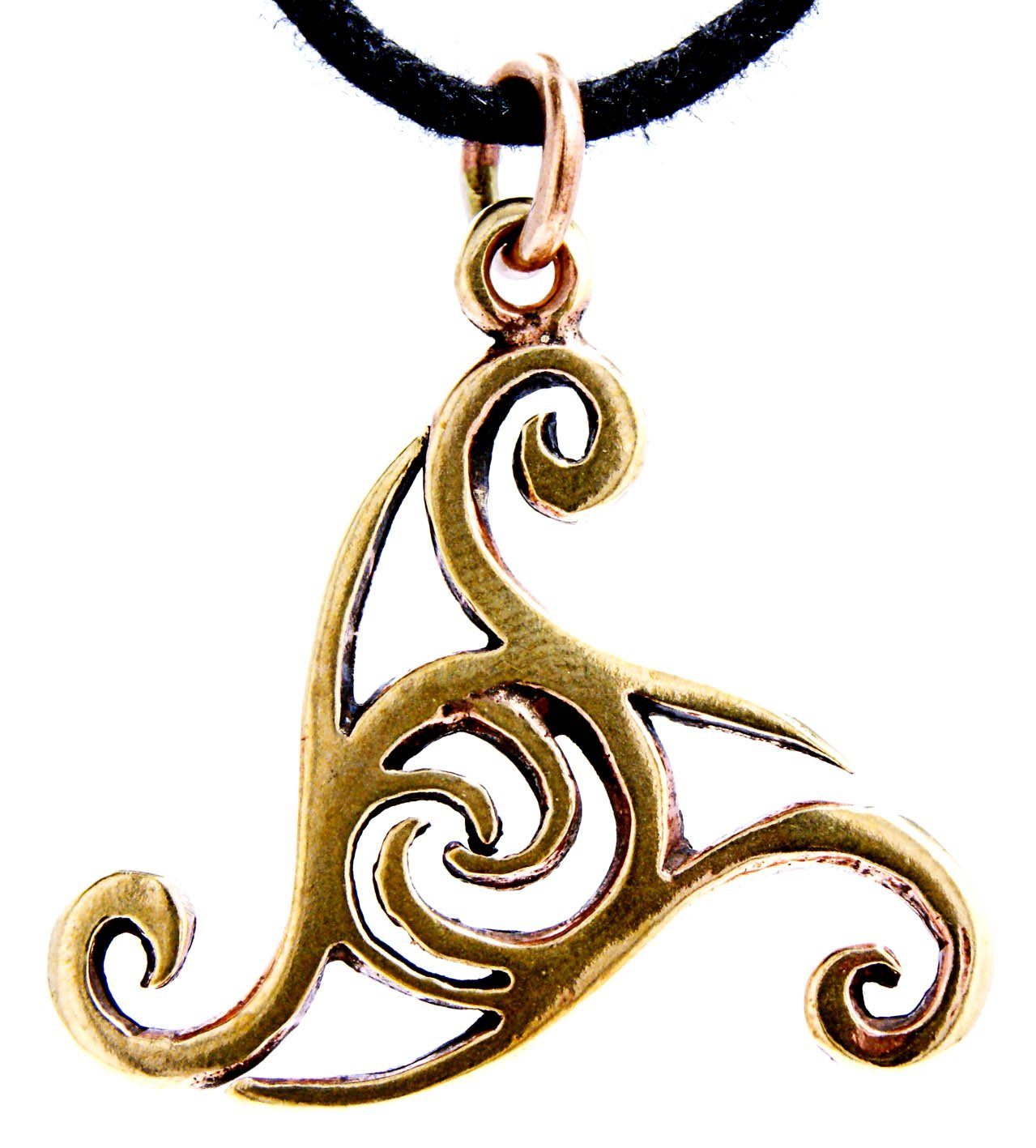 Bronze of Kiss Triskele Anhänger Kelten Spirale Amulett Triskelen Dreier Leather Triskel Kettenanhänger