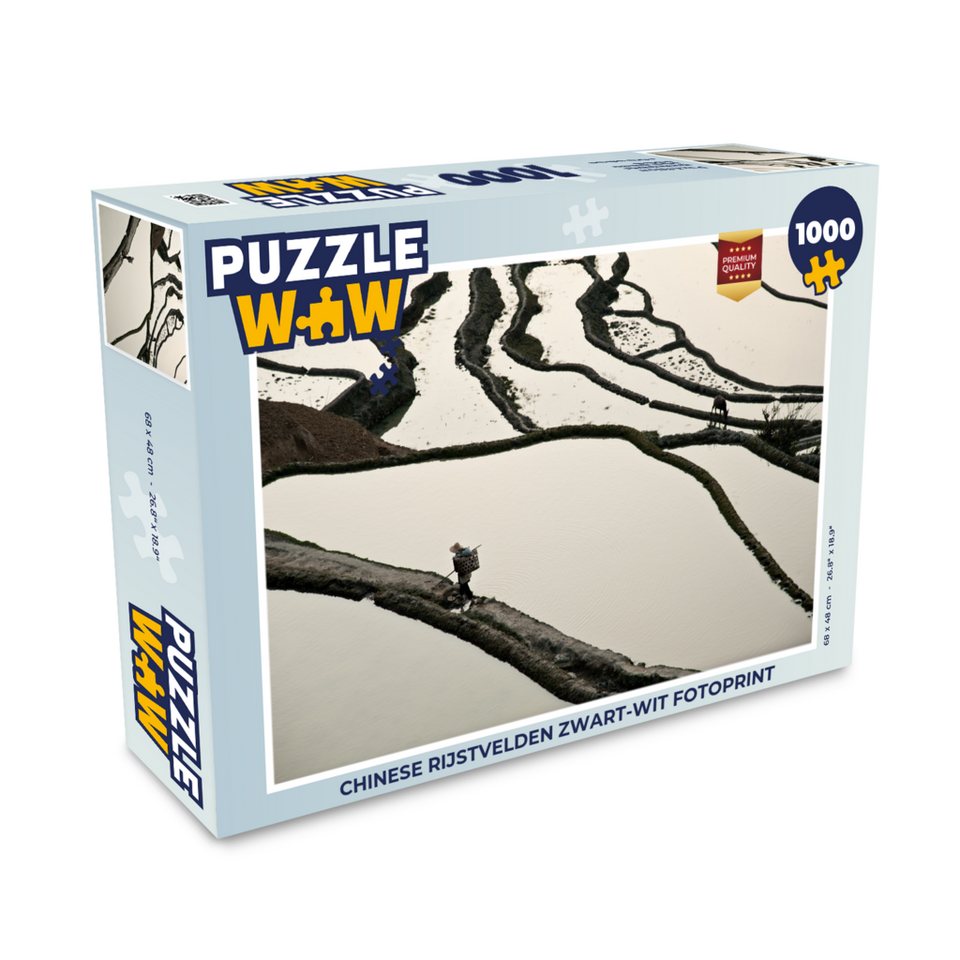 MuchoWow Puzzle »Chinesische Reisfelder schwarz-weiß Fotodruck«, 1000 ...