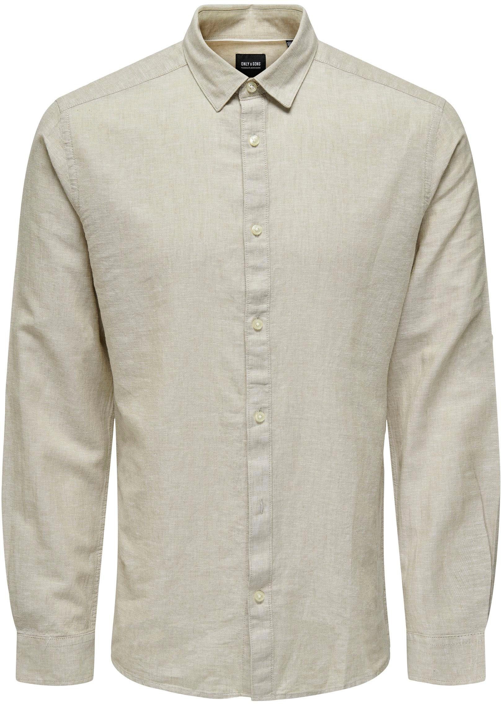 ONLY & SONS Langarmhemd LS SHIRT ONSCAIDEN Chinchilla LINEN NOOS SOLID