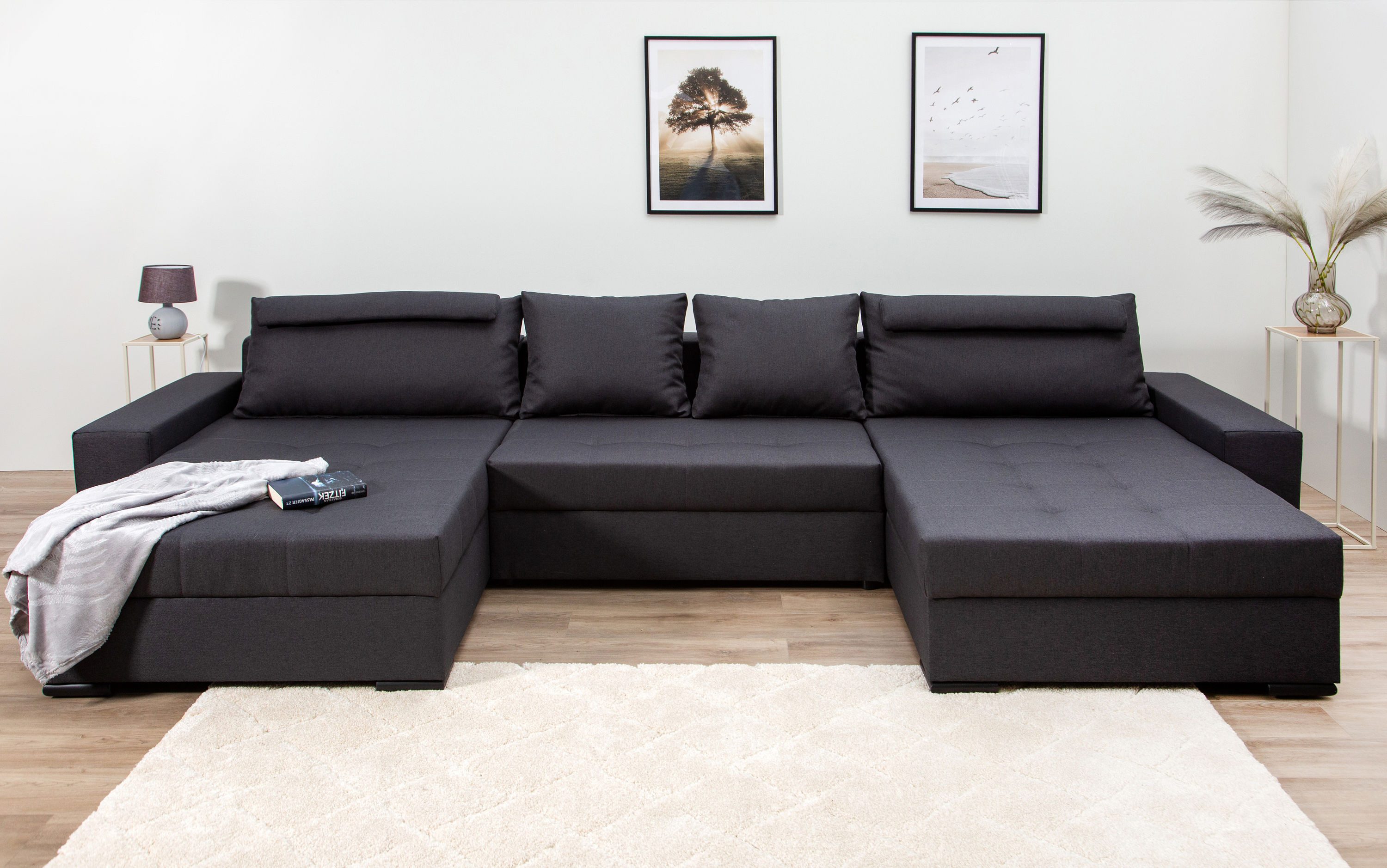 COLLECTION AB Wohnlandschaft Josy XXXL-Relax U-Form, B: 352 cm, mit Bettfunktion, Bettkasten & 2 Nackenkissen, Federkern