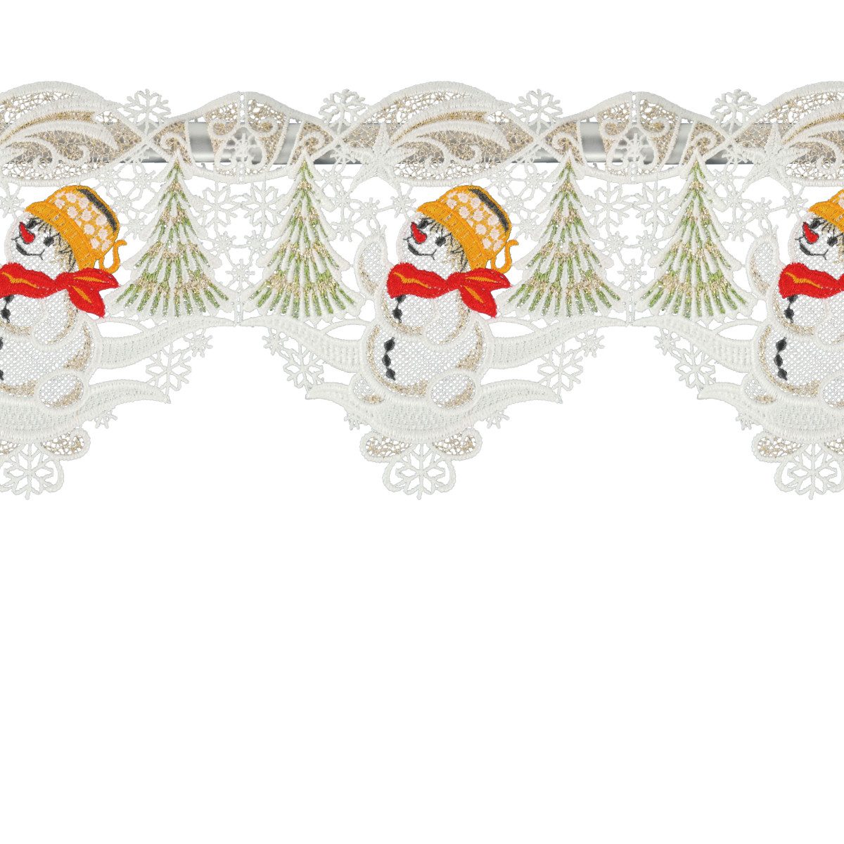 W. Reuter & Sohn - Plauener Spitze® Gardine Stangendeko "Schneemann", Origi günstig online kaufen