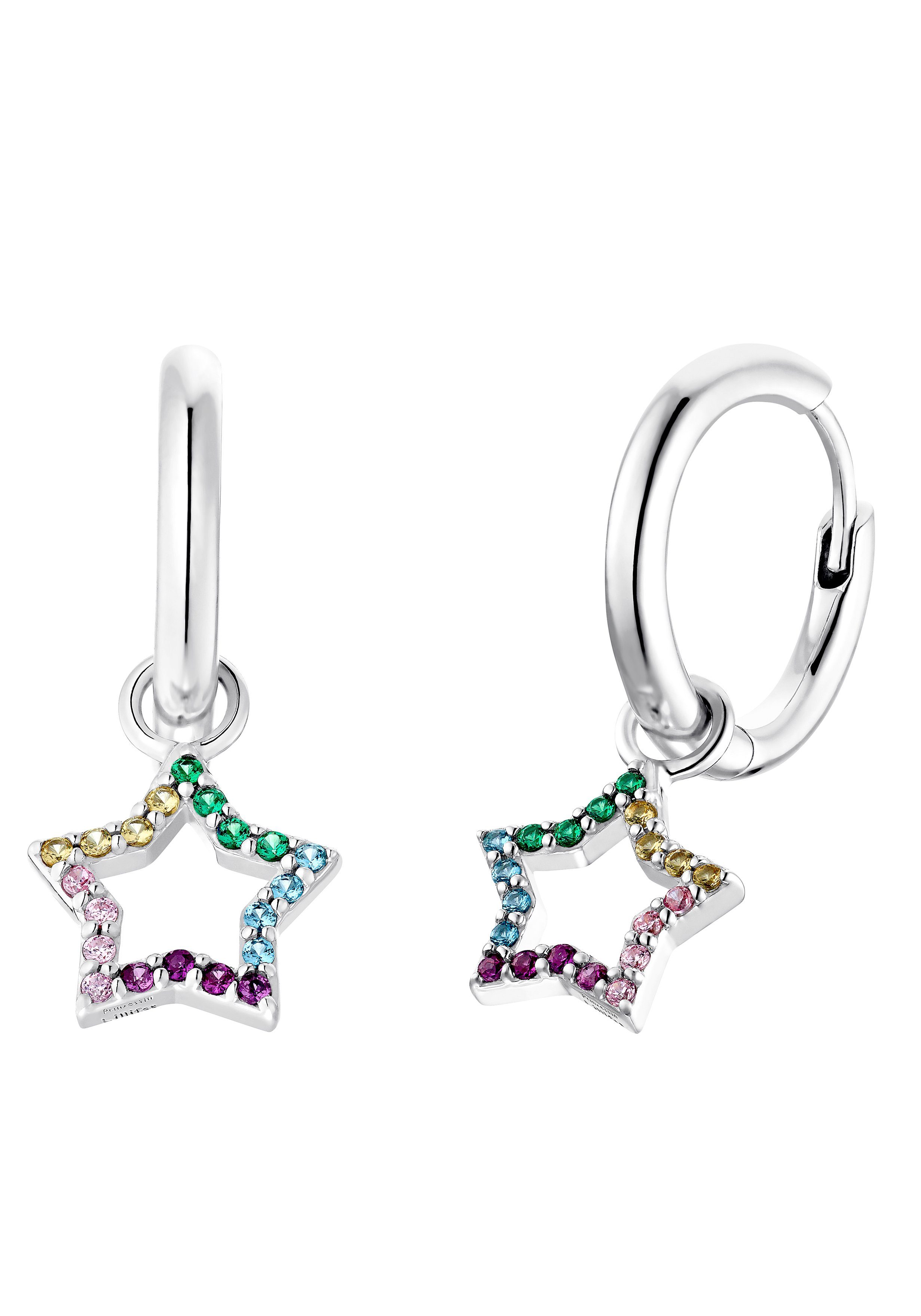 Prinzessin Lillifee Paar Creolen Sterne, mit Zirkonia (synth) - Einhänger abnehmbar