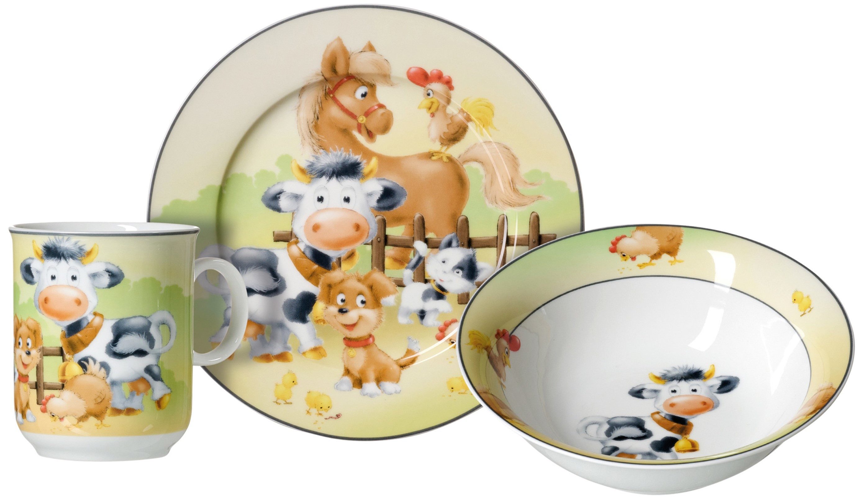 Ritzenhoff & Breker Детская посуда-Set Hoftiere (3-tlg), 1 Personen, Porzellan, im Geschenkkarton
